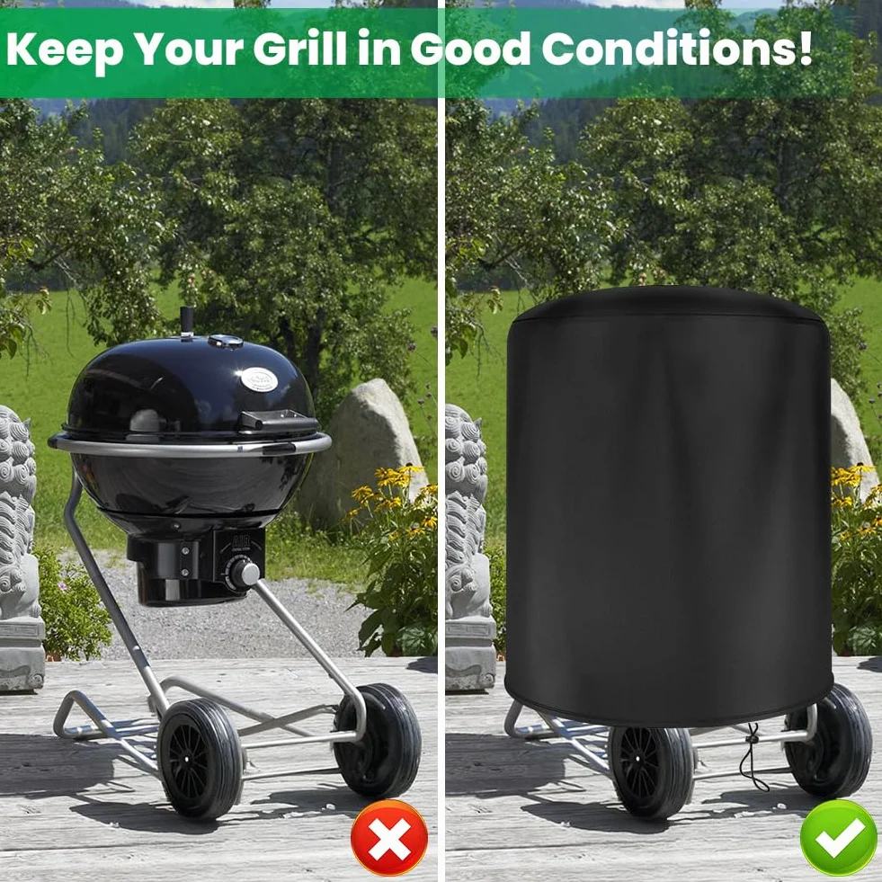 OFFCUP Pokrowiec do grilla Weber 57 cm wodoodporny PU Oxford 210D okrągły Ø70 x 90 cm
