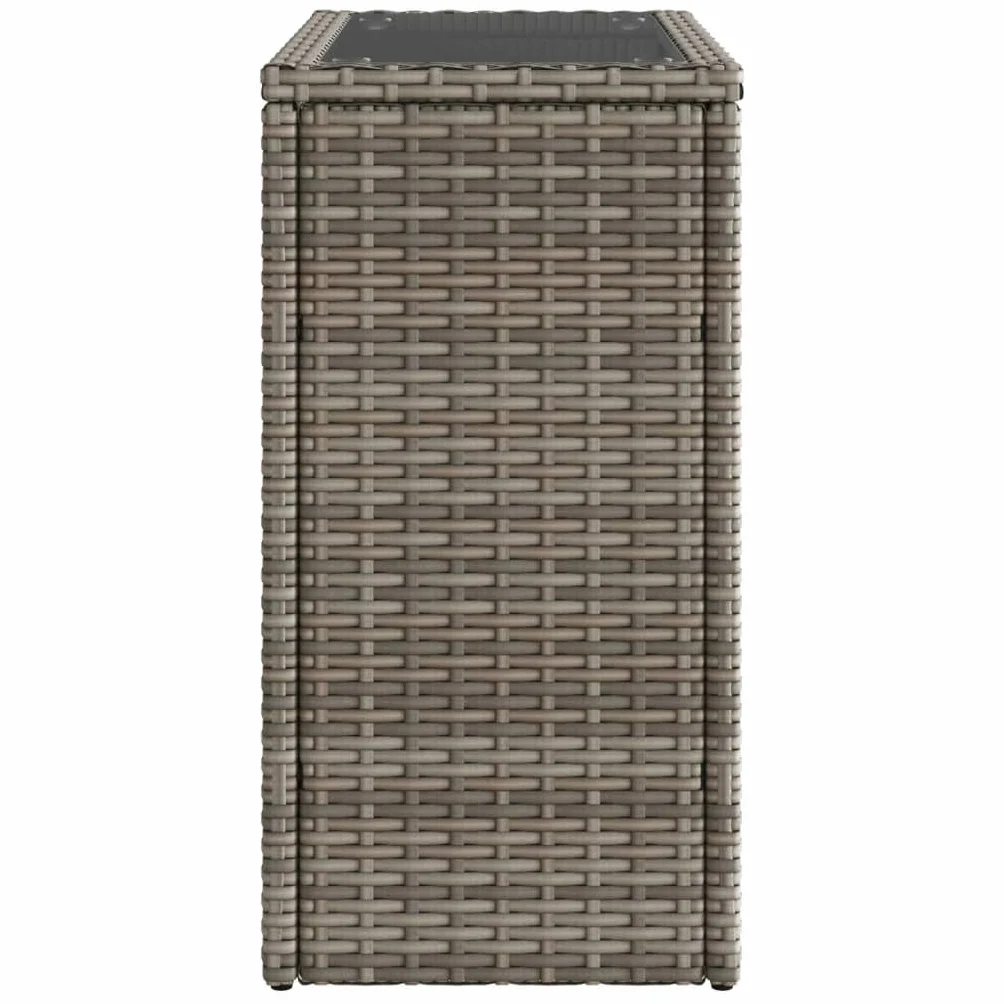 Stolik ogrodowy ze szklanym blatem szary 58x27,5x55 cm rattanowy na taras balkon