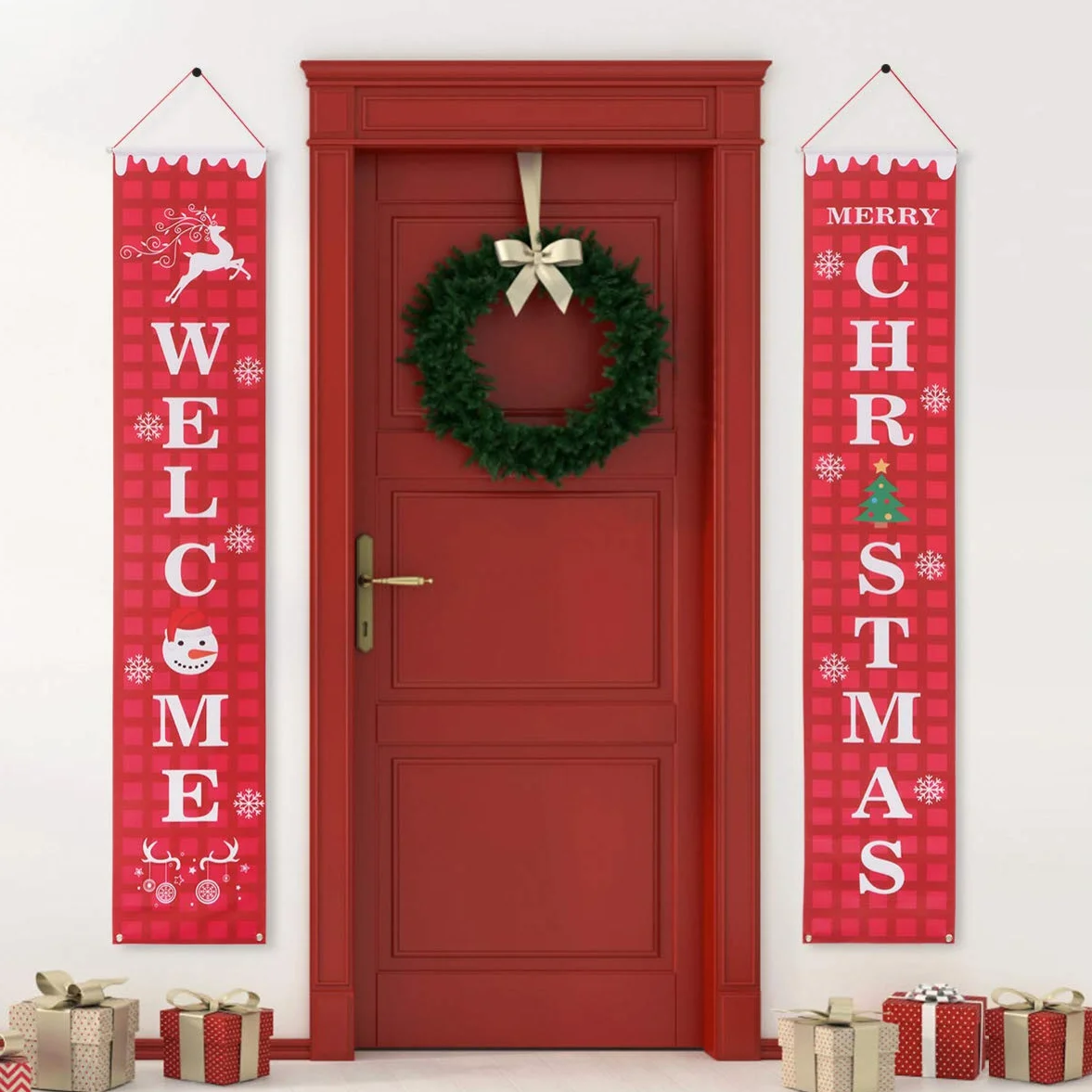 Reusable Oxford Cloth Waterproof Christmas Porch Sign Wall Decor for Home