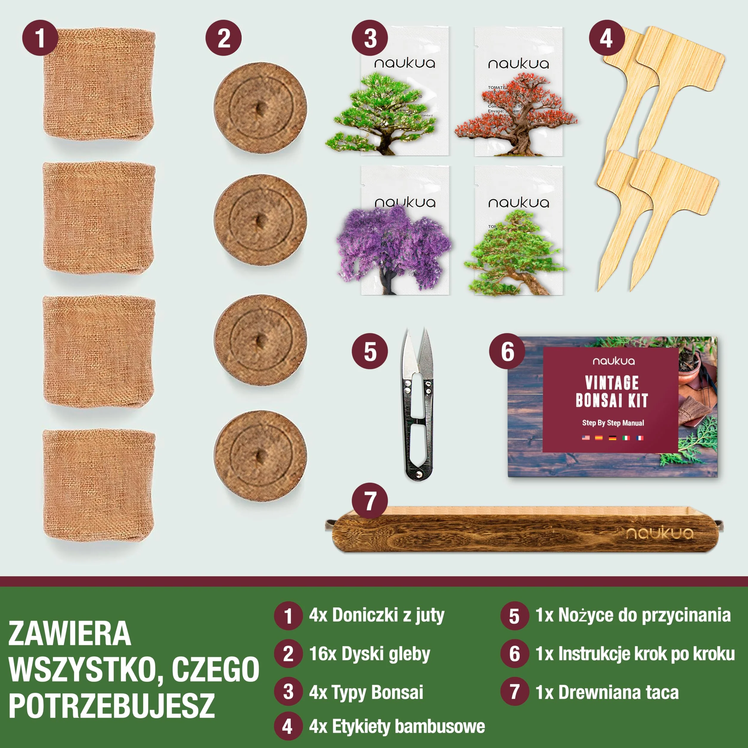 Zestaw Startowy Bonsai - 4 Drzewka Bonsai (Organiczne Nasiona) - Unikalny Pomysł Na Prezent - Wszystko, Czego Potrzebujesz, Aby Wyhodować Własne Drzewka Bonsai w Domu - Kompletna Instrukcja Obsługi Krok Po Kroku.