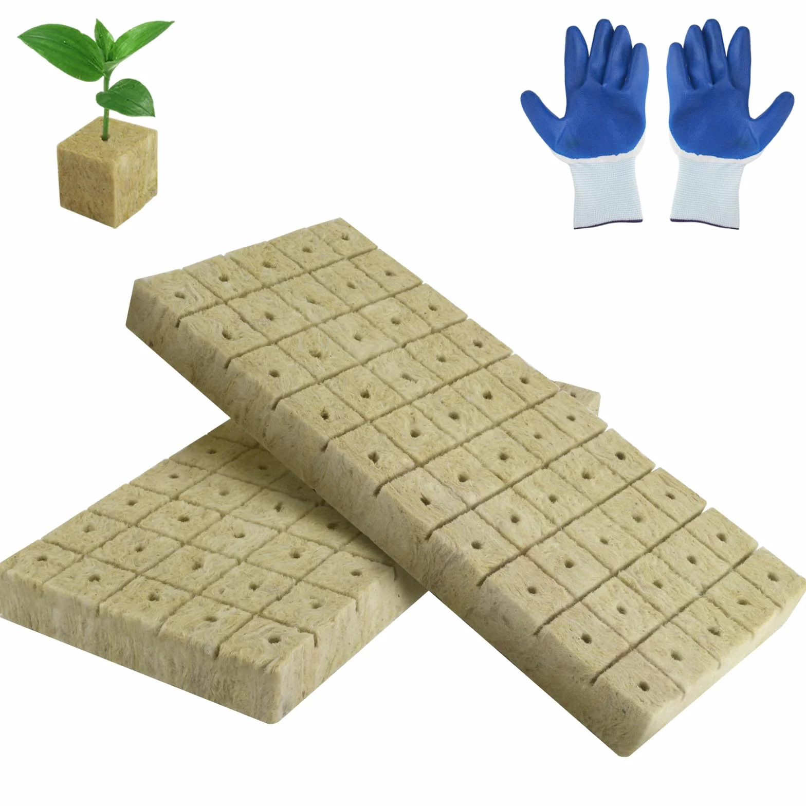 200 sztuk wełny kamiennej do uprawy 25 x 25 x 25 mm, Rockwool Cube z rękawiczkami, wełna kamienna, izolacja Easy Plug kostki do uprawy wełny kamiennej kostki do uprawy roślin hydroponicznych