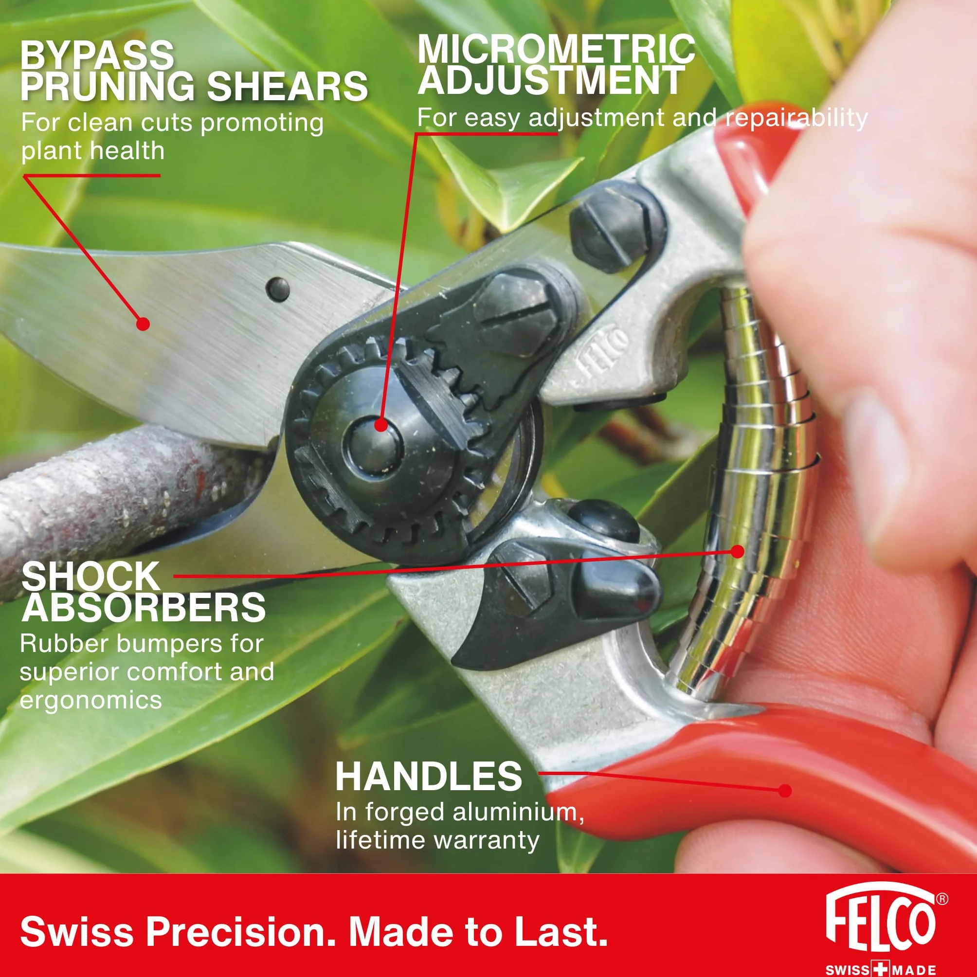 FELCO 6 sekator bypass 42 mm stal hartowana aluminiowe uchwyty kute ergonomiczna głowica pochylona
