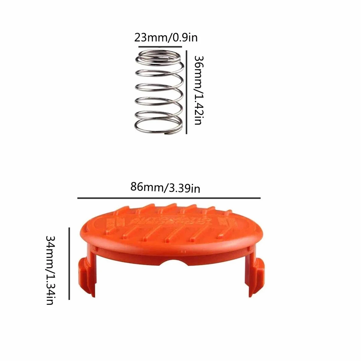 Trymer do pokrywy szpuli, 8 szt. czarna rolka deker kompatybilna zastępcza szpula szpula pokrywy pokrywy + 8 szt. sprężynowe części zamienne do podkaszarki do trawy AFS