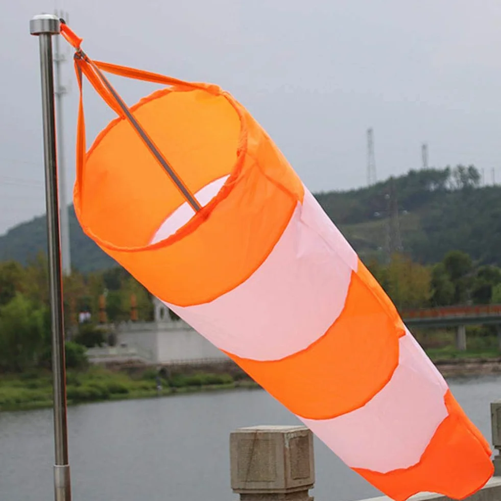 Windsock Rip-stop Czerwone Białe Fluorescencyjne Wodoodporne Nylon Kierunek Wiatru Pomiar 0,8 m