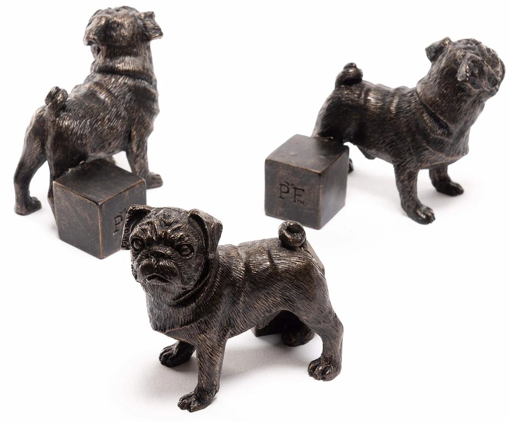 Potty Feet Figurki mopsa na doniczki - podpórka do roślin - ręcznie robione dekoracje - 3 szt