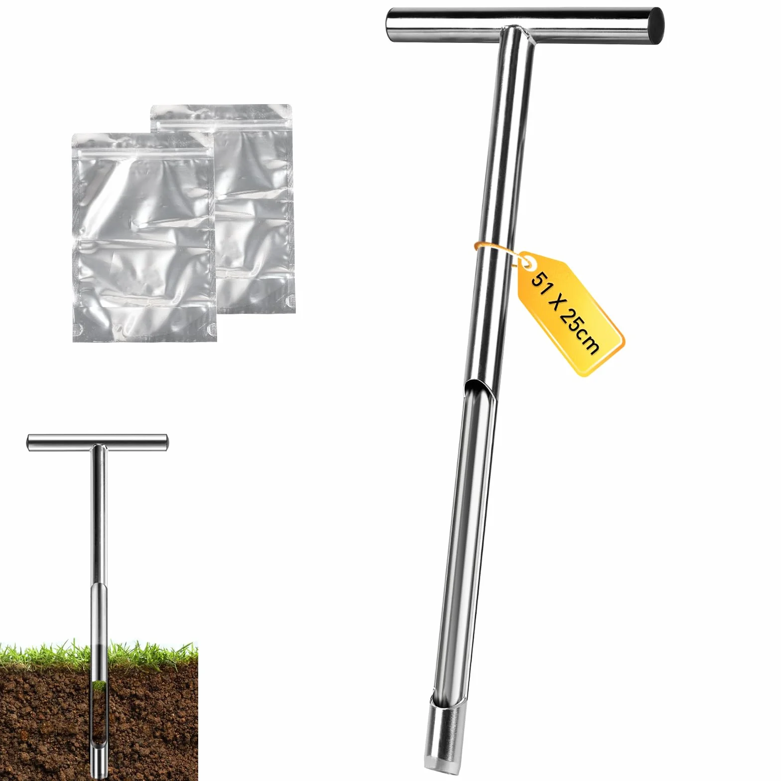 Sonda do badania gleby 51 cm 304 stal nierdzewna 2,5 mm grubość ścianki narzędzie do próbek gleby