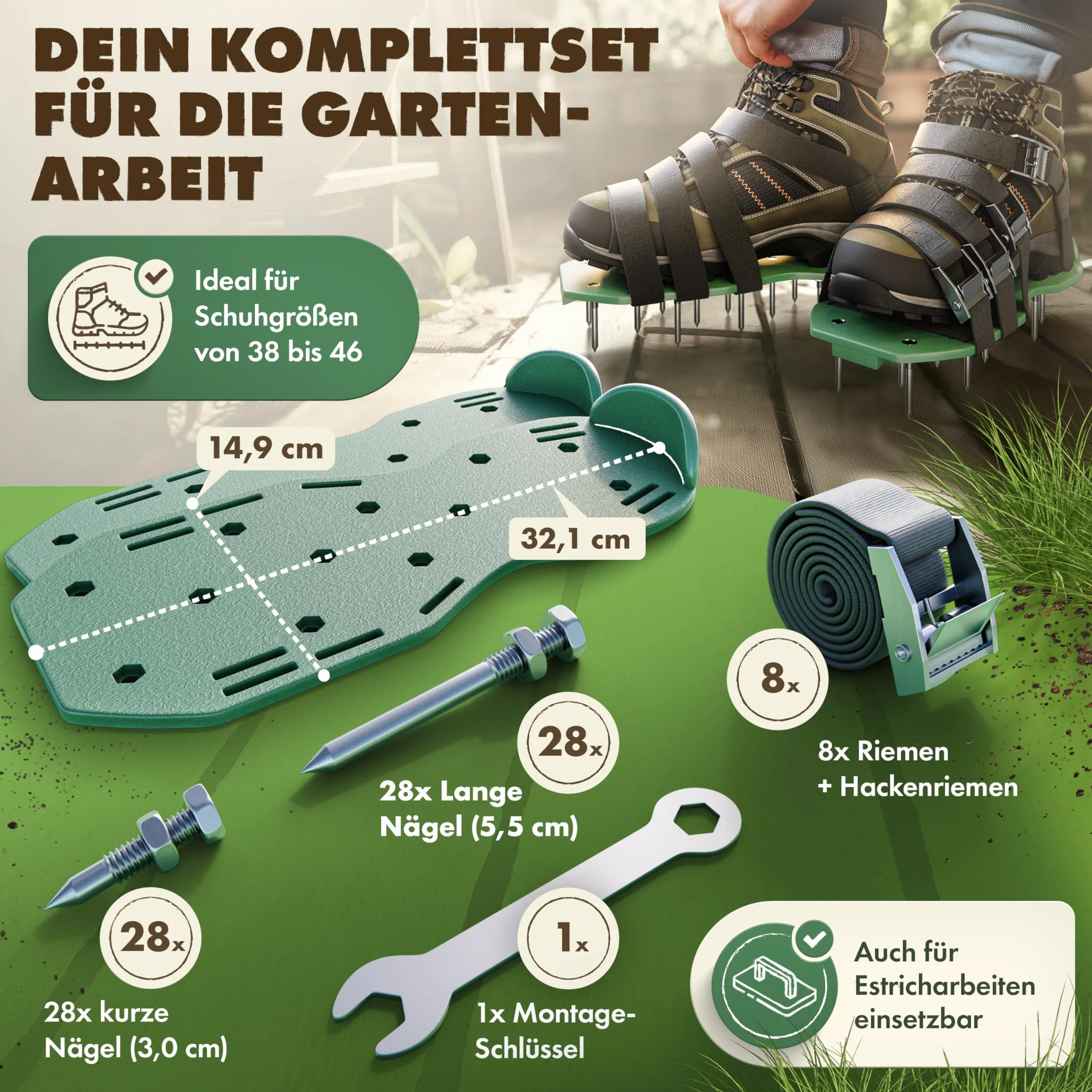 Buty do paznokci napowietrzacz trawnika z gwoździami aerator metalowe zamknięcie