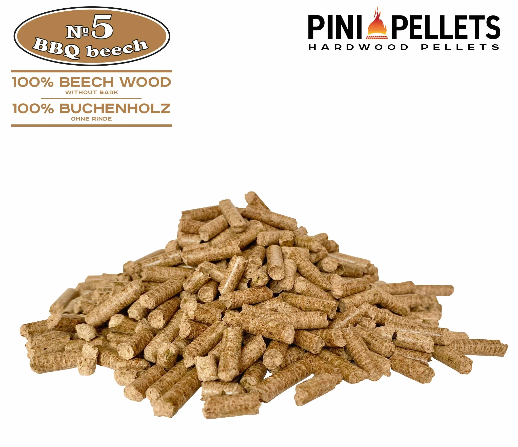 PINI Pellet z twardego drewna, 100% buk № 5 BBQ Beech 15 kg pellet do grillowania, wędzenia