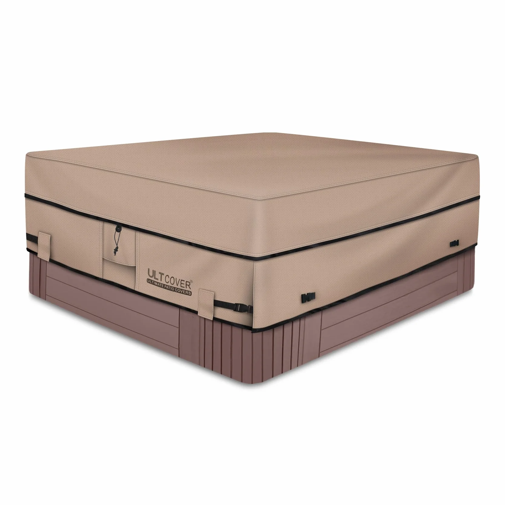 ULTCOVER Wodoodporny 600D poliestrowy kwadratowy pokrowiec na wannę z hydromasażem na zewnątrz pokrowce SPA 183 x 183 cm