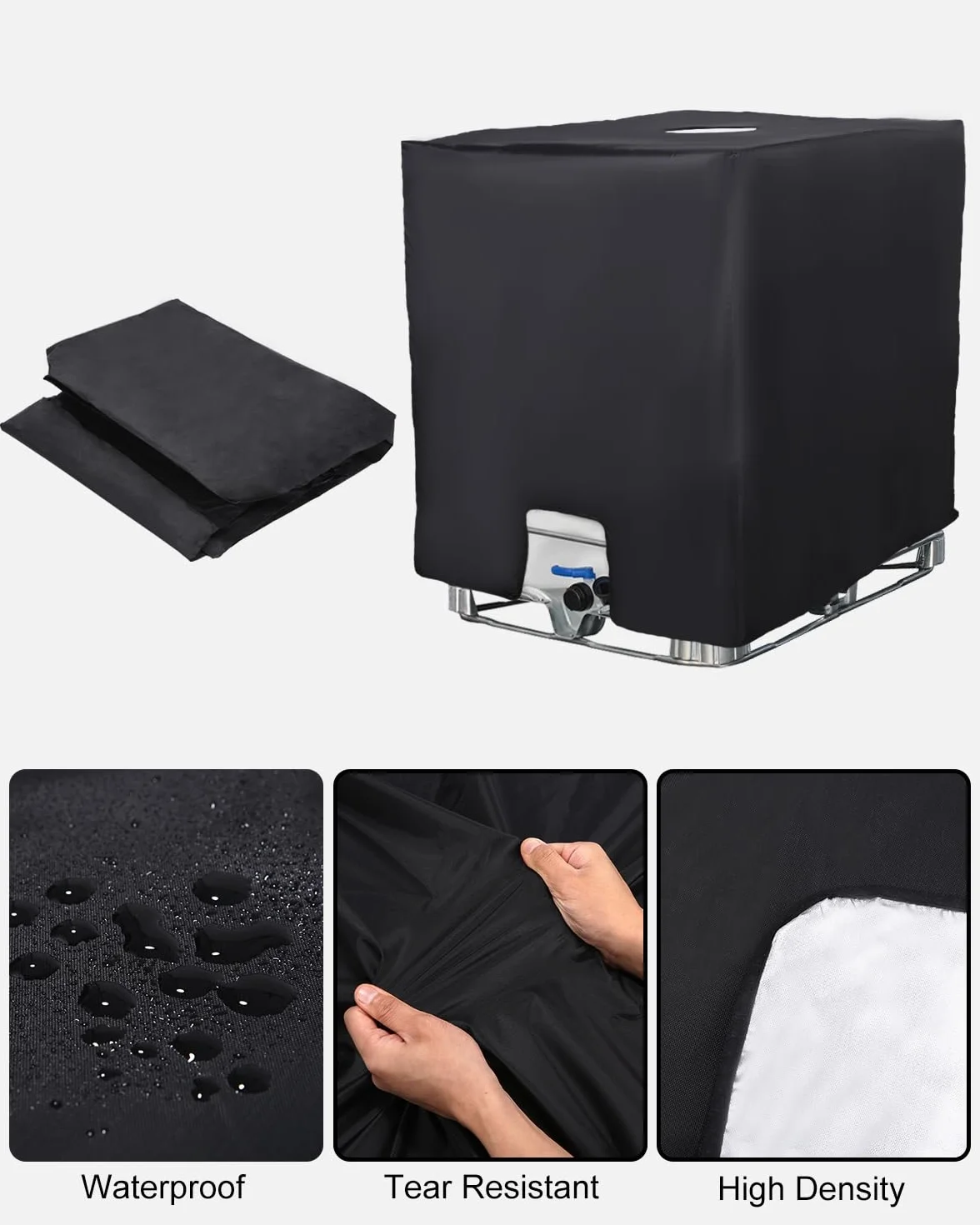 Osłona zbiornika IBC 1000 l ochrona UV 120x100x116 cm czarna