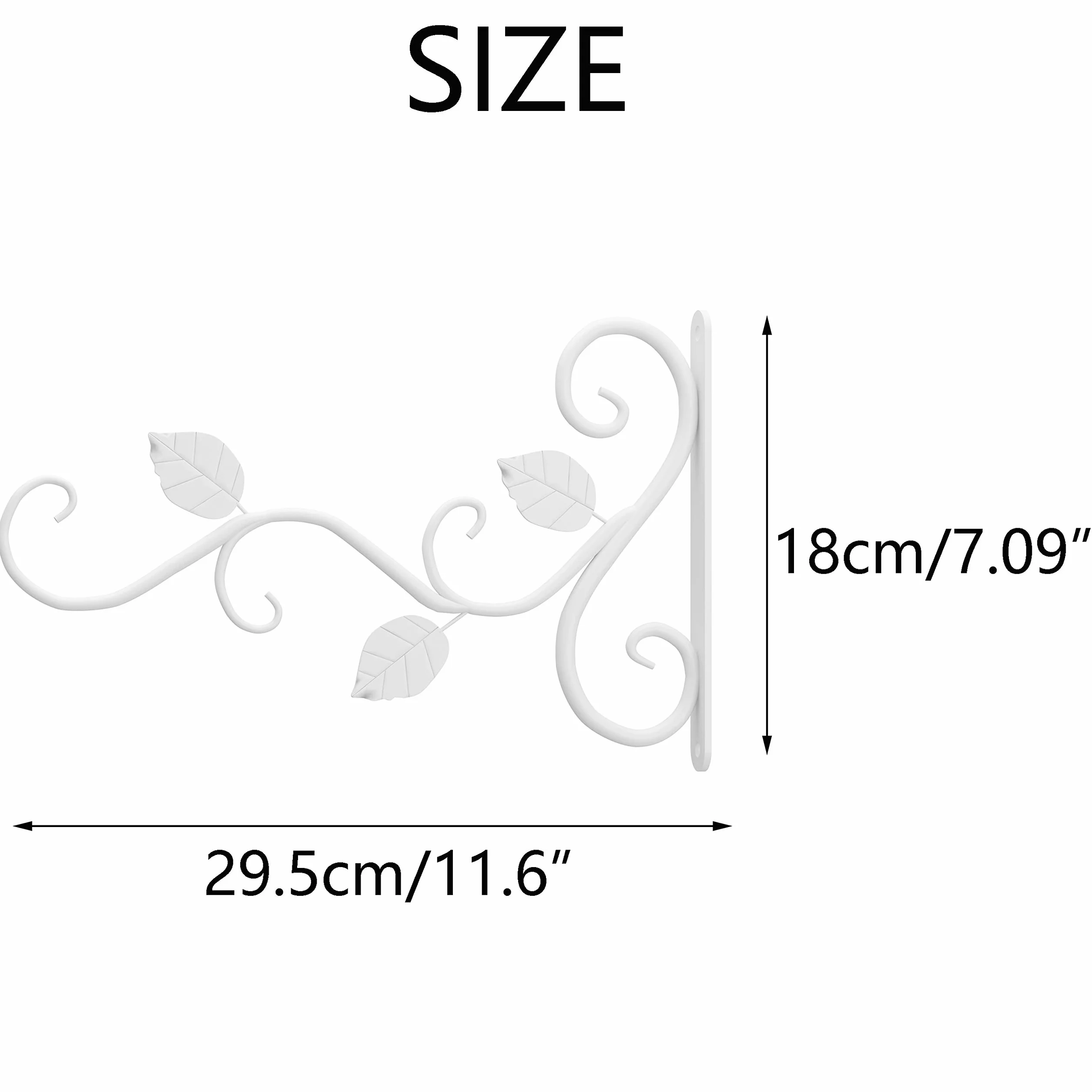 Nuptio Ścienne uchwyty na rośliny, 2 szt., białe, żelazne haczyki wiszące, 29,5 cm, uchwyty ścienne na doniczki z kwiatami, karmnik dla ptaków, latarnie, wieszak retro do wewnątrz i na zewnątrz, hak ogrodowy ze śrubami do zawieszenia na balkon