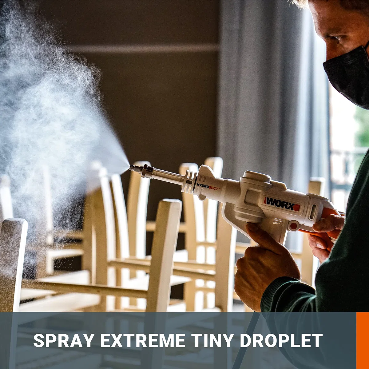 WORX WP650E Hydroshot akumulatorowy opryskiwacz ciśnieniowy 20 V z delikatną mgiełką i zbiornikiem na butelkę o pojemności 1 l – w zestawie akumulator 2 Ah i szybka ładowarka – kompatybilny z