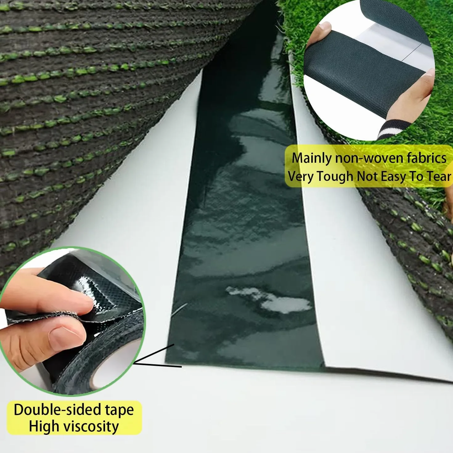 Taśma ze sztucznej trawy Mocna dwustronna 4 sztuk Taśma na szwy ze sztucznej trawy Taśma samoprzylepna o dużej lepkości do zielonej łąki (50 mm x 5 m)