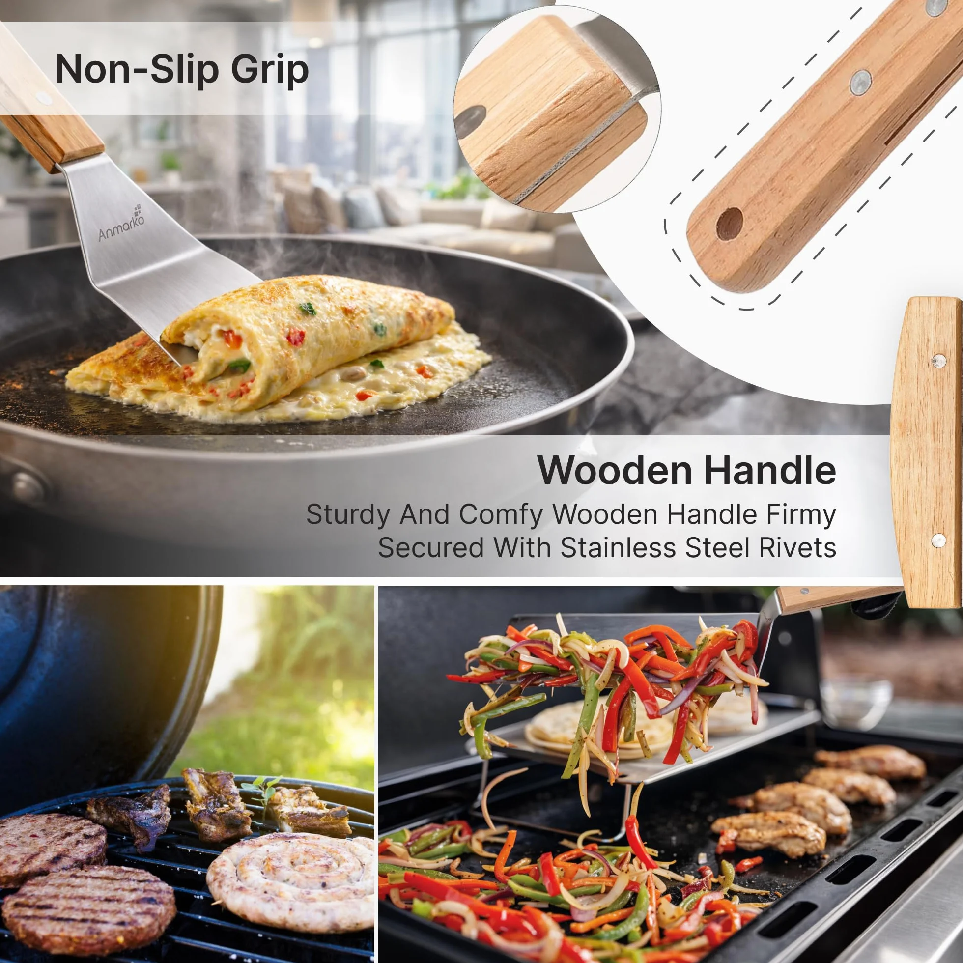 Zestaw metalowych szpatułek Teppaniyaki ze stali nierdzewnej, szpatułka do grilla, płaska, do naleśników, metalowe przybory, do grilla żeliwnego, klasa komercyjna