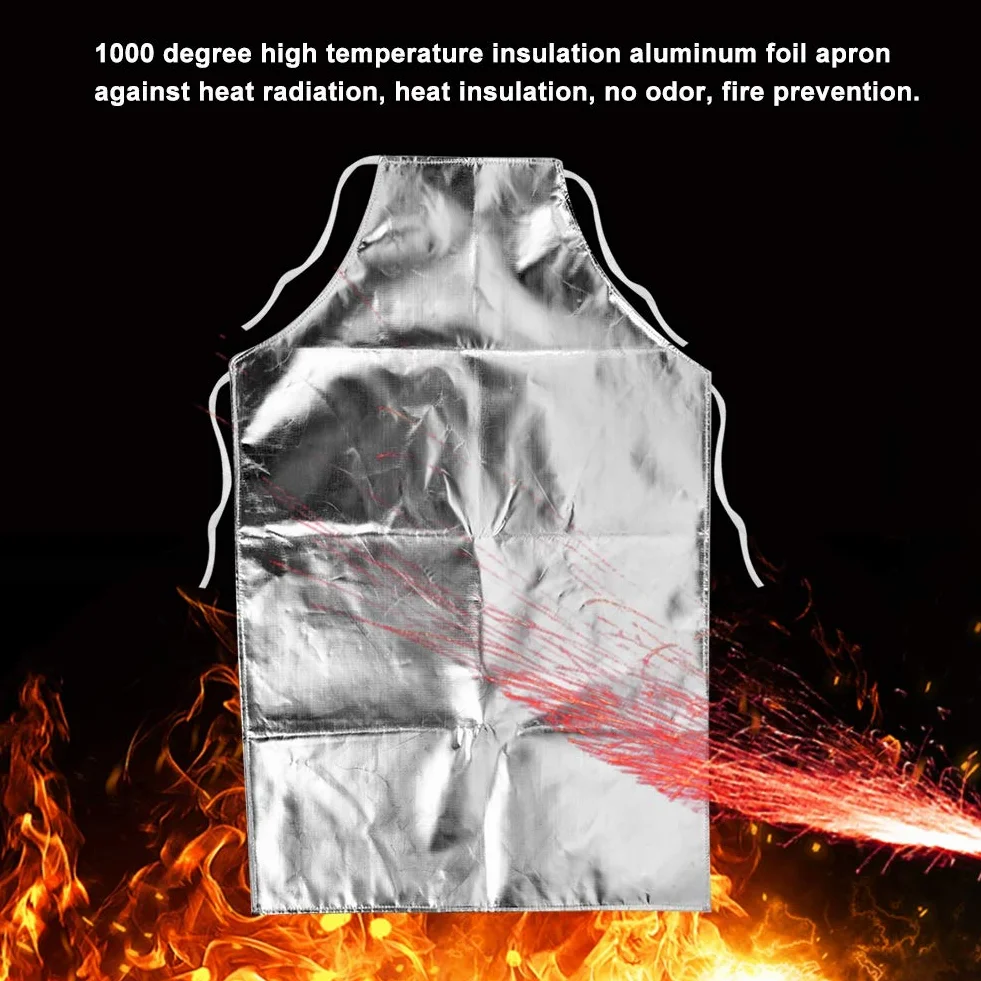 VBESTLIFE Fartuch ochronny do wysokich temperatur, odporny na wysokie temperatury 1000°C, srebrny, unisex, dla dorosłych, przemysłowy/do pracy, profesjonaliści, entuzjaści wysokich temperatur