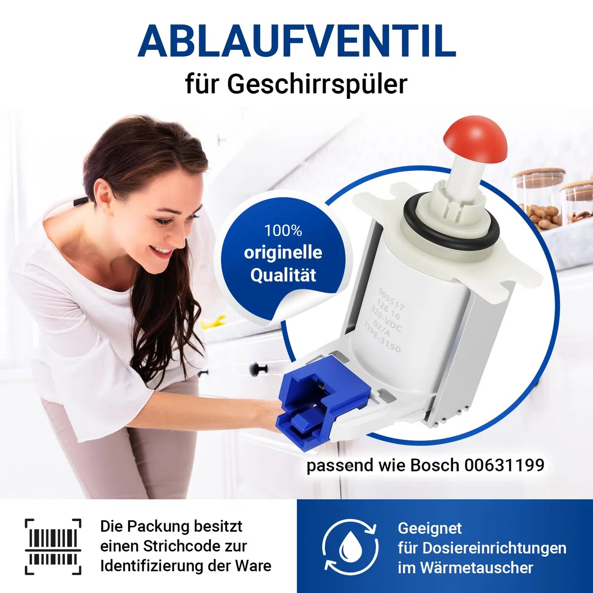 Elektrozawór płaszcza wodnego VIOKS do zmywarki Bosch/Zamiennik do Bosch 00631199