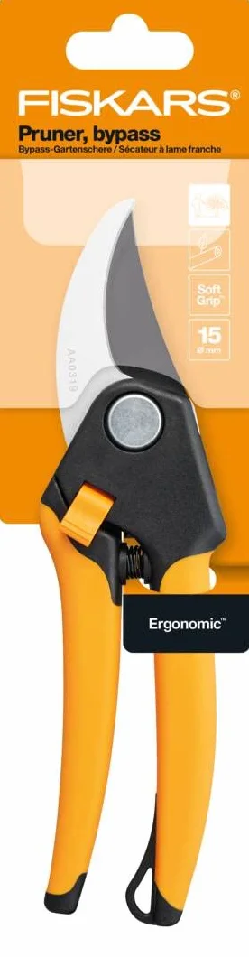 Fiskars Sekator boczny do świeżych gałęzi i gałązek, powłoka antyadhezyjna, antypoślizgowe uchwyty SoftGrip, ostrza z stali, czarny/pomarańczowy, 1001340