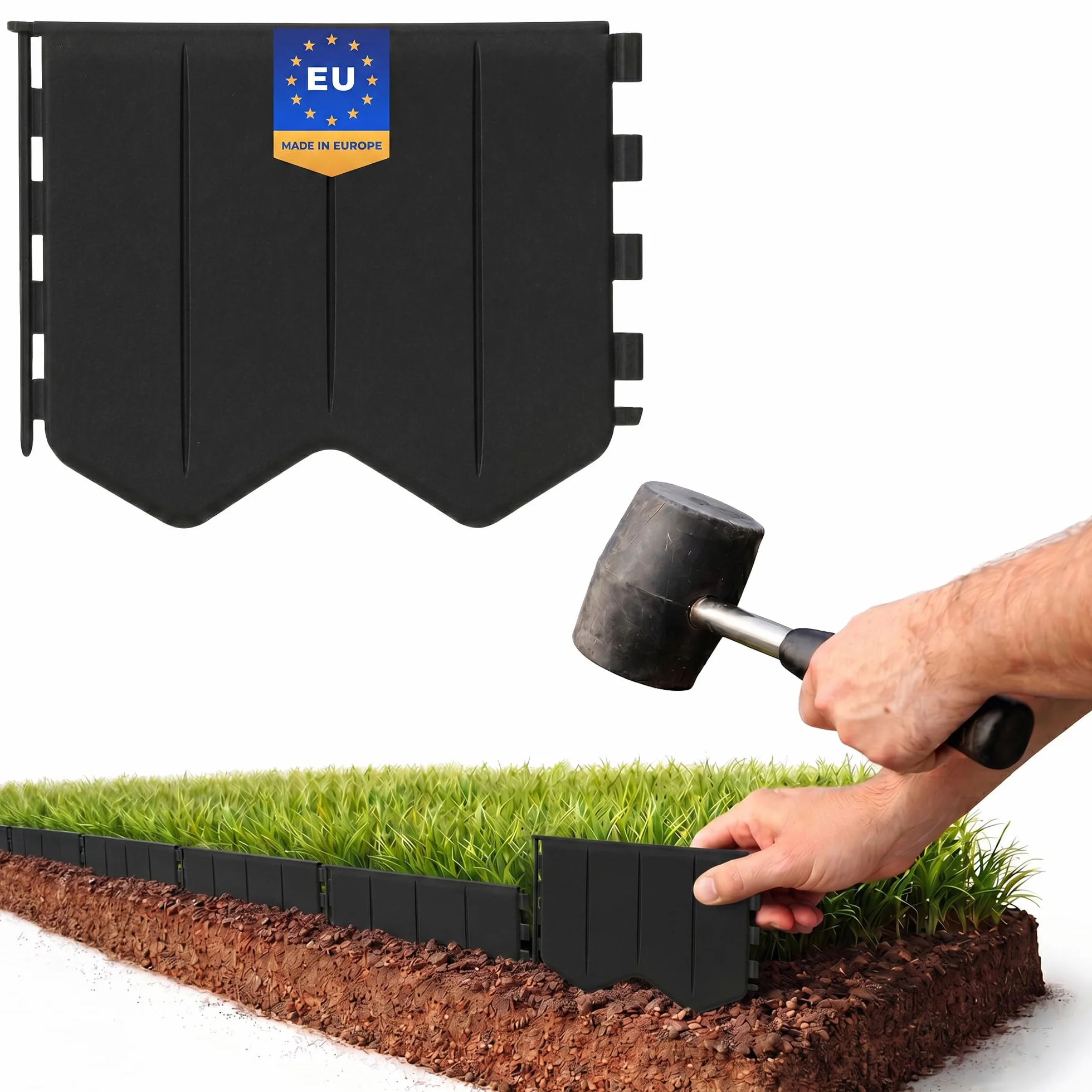 GARDENIX Elastyczna krawędź trawnika czarna 10,3 m z tworzywa sztucznego do wbijania