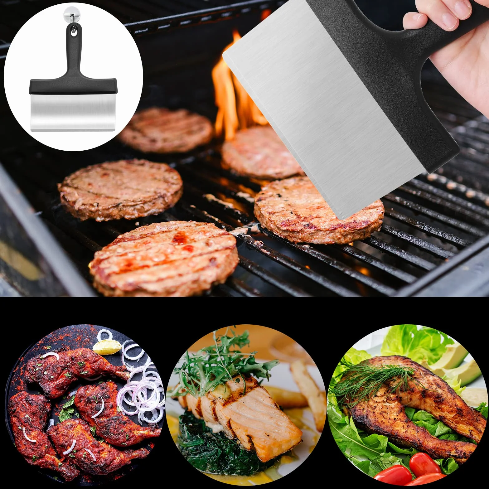 SAVITA Skrobak do Grilla, Skrobak do Grilla ze Stali Nierdzewnej Skrobak do Grilla Metal Skrobak do Grilla z Uchwytem, Grill Scraper Stainless Steel, Skrobak do Grilla, Skrobak do Grilla