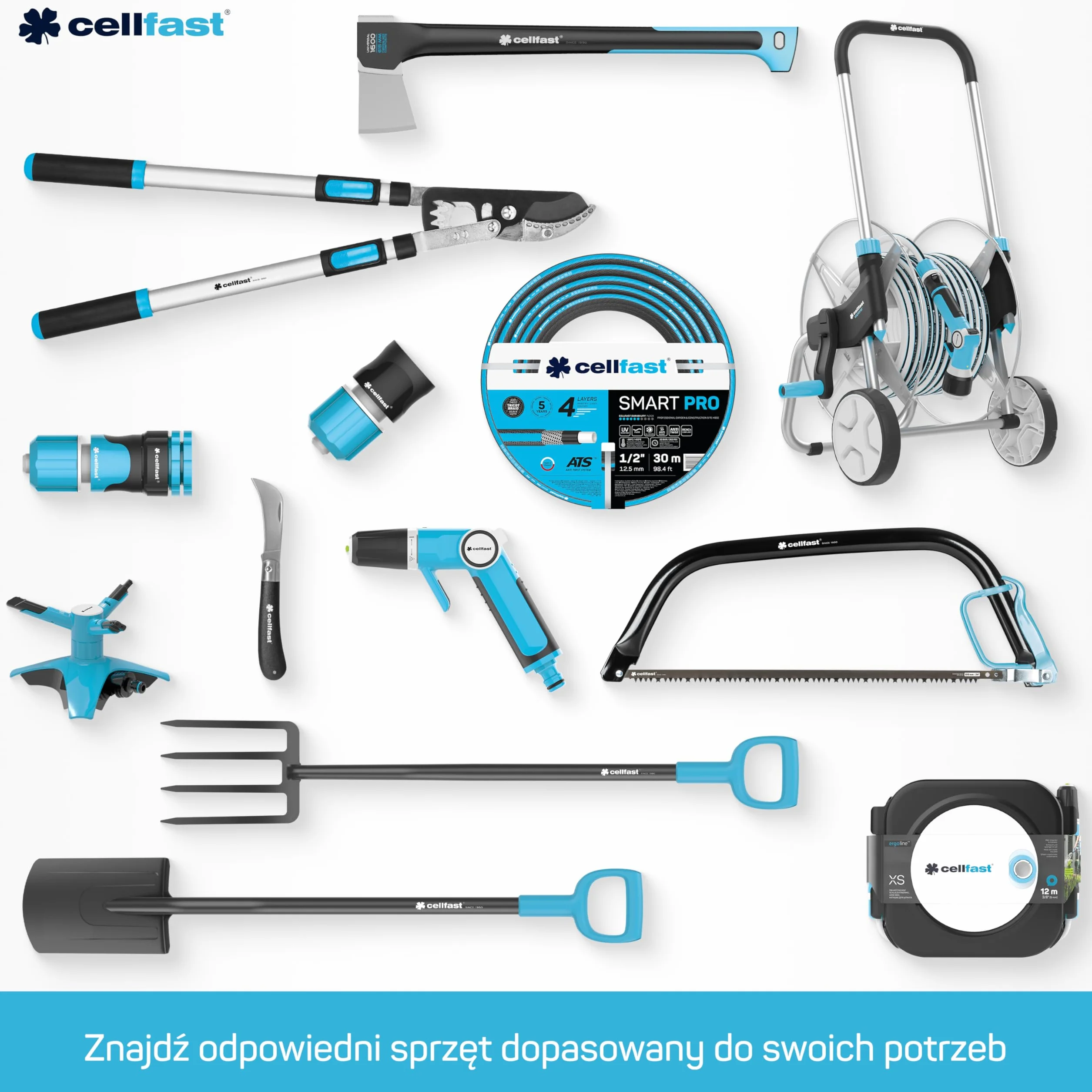Cellfast Lanca Ogrodowa do Podlewania Basic - 10-Funkcyjna - Długość 89 cm - Tworzywo Sztuczne i Aluminium