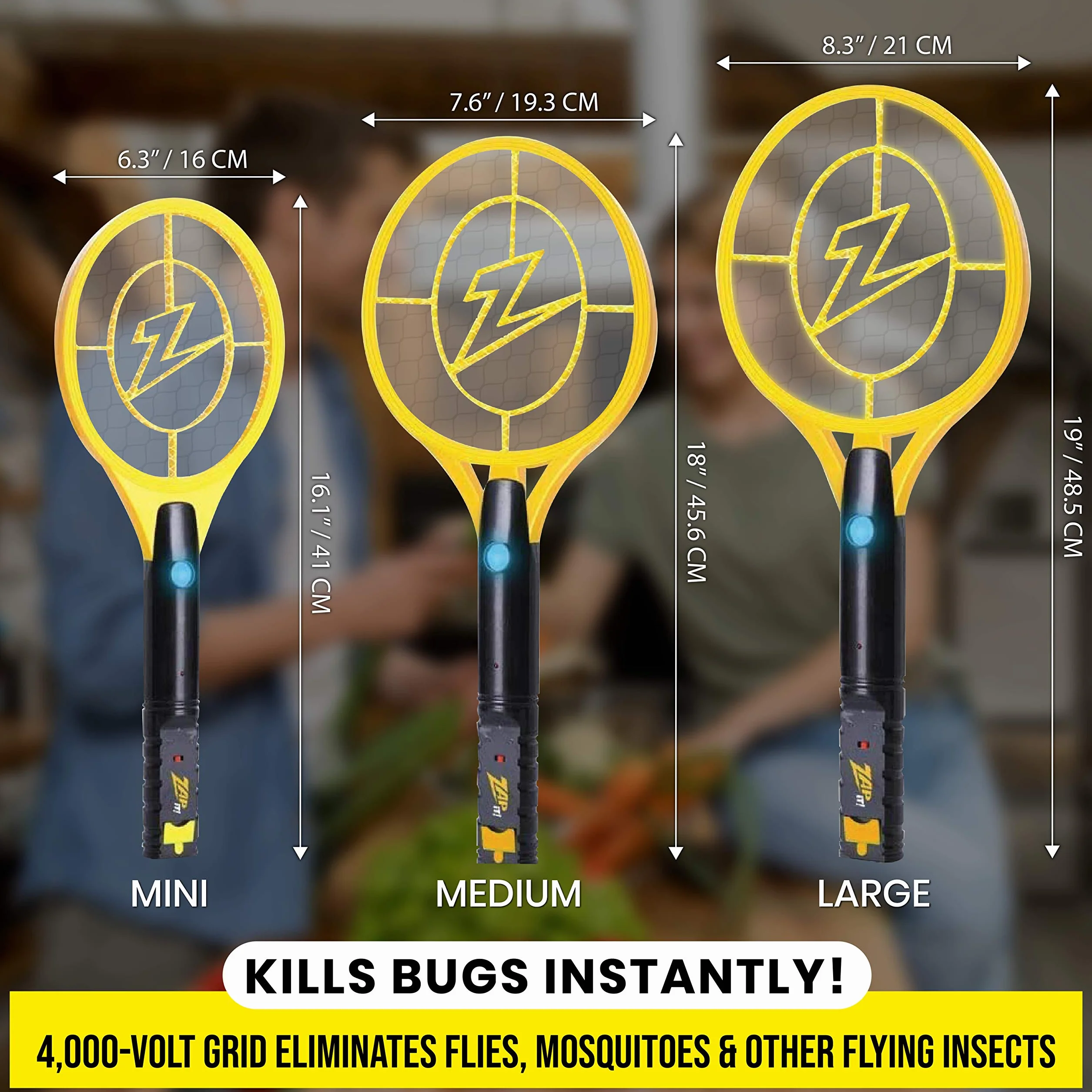 ZAP IT! Bug Zapper dwupak, ładowalna rakieta przeciw komarom, muchy i łapacz owadów, 4000 V, ładowanie USB, super jasne światło LED, które zaskakuje w ciemności, bezpieczne w dotyku (mini, 2 sztuki)