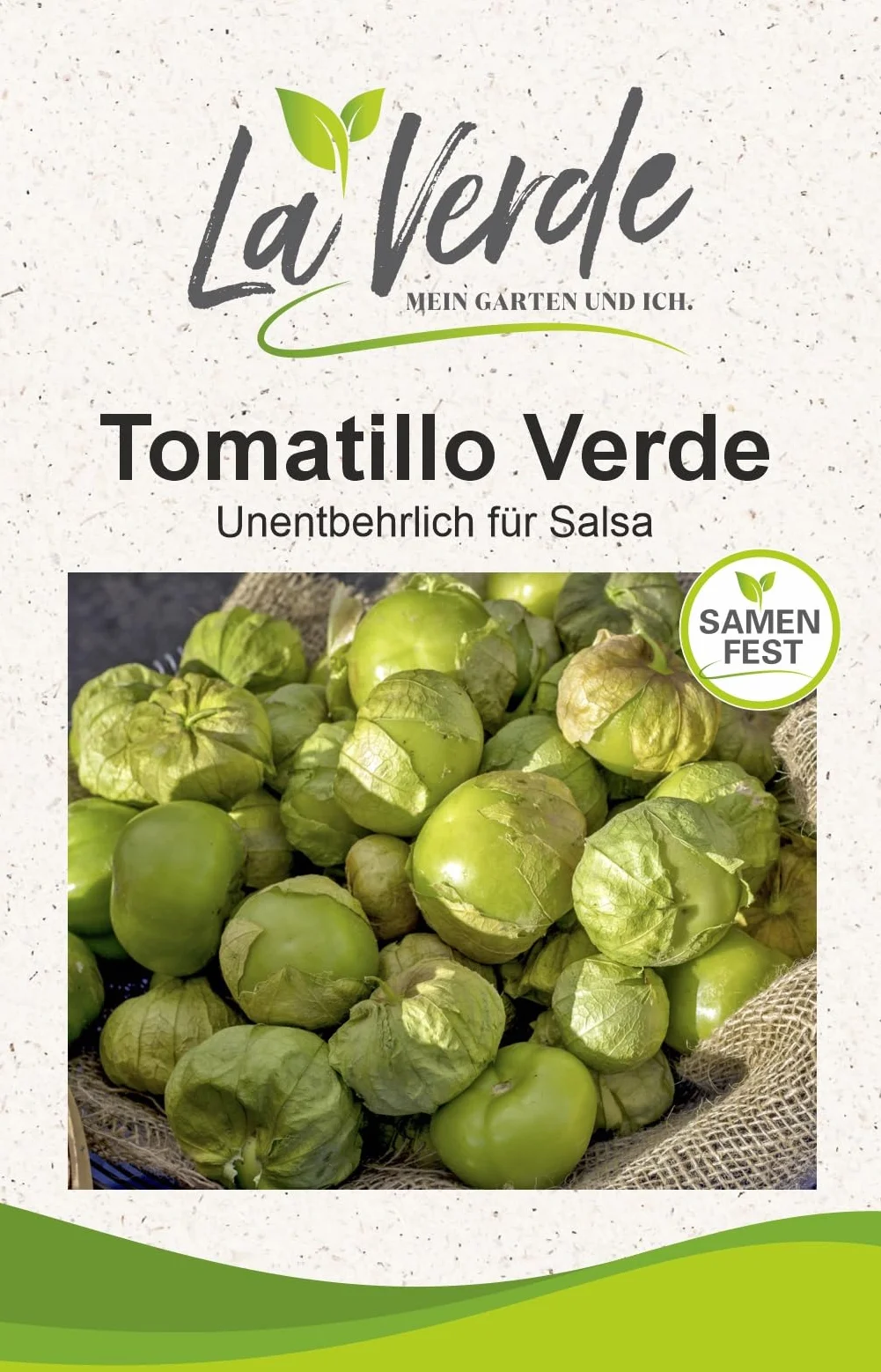 La Verde MEIN GARTEN UND ICH. Tomatillo Verde Physalis nasiona na ok. 30 roślin, Tomatillo Physalis, świeże pikantne, nasiona bez inżynierii genetycznej