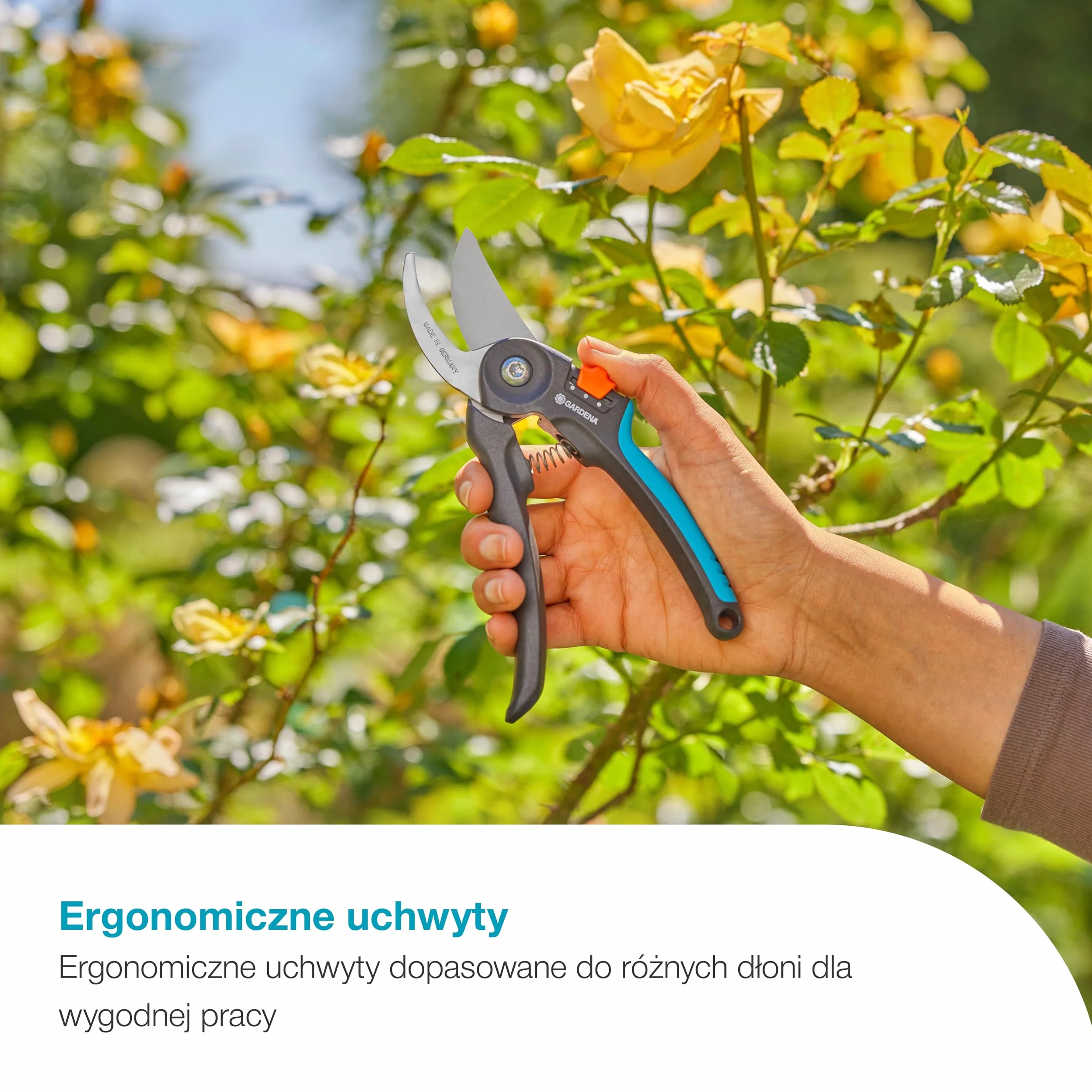 Gardena Nożyce ogrodowe PremiumCut Flex, cięcie obejściowe, do świeżego drewna, średnica cięcia 24 mm, ergonomiczne uchwyty, ostrza PowerCoating, wyprodukowano w Niemczech (12242-20)