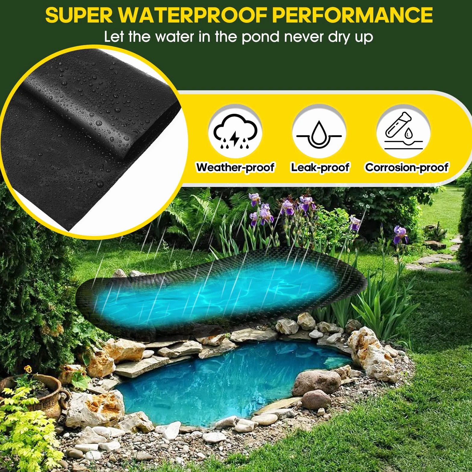 Folia HDPE do stawu 2 m x 3 m czarna 0,1 mm odporna na UV