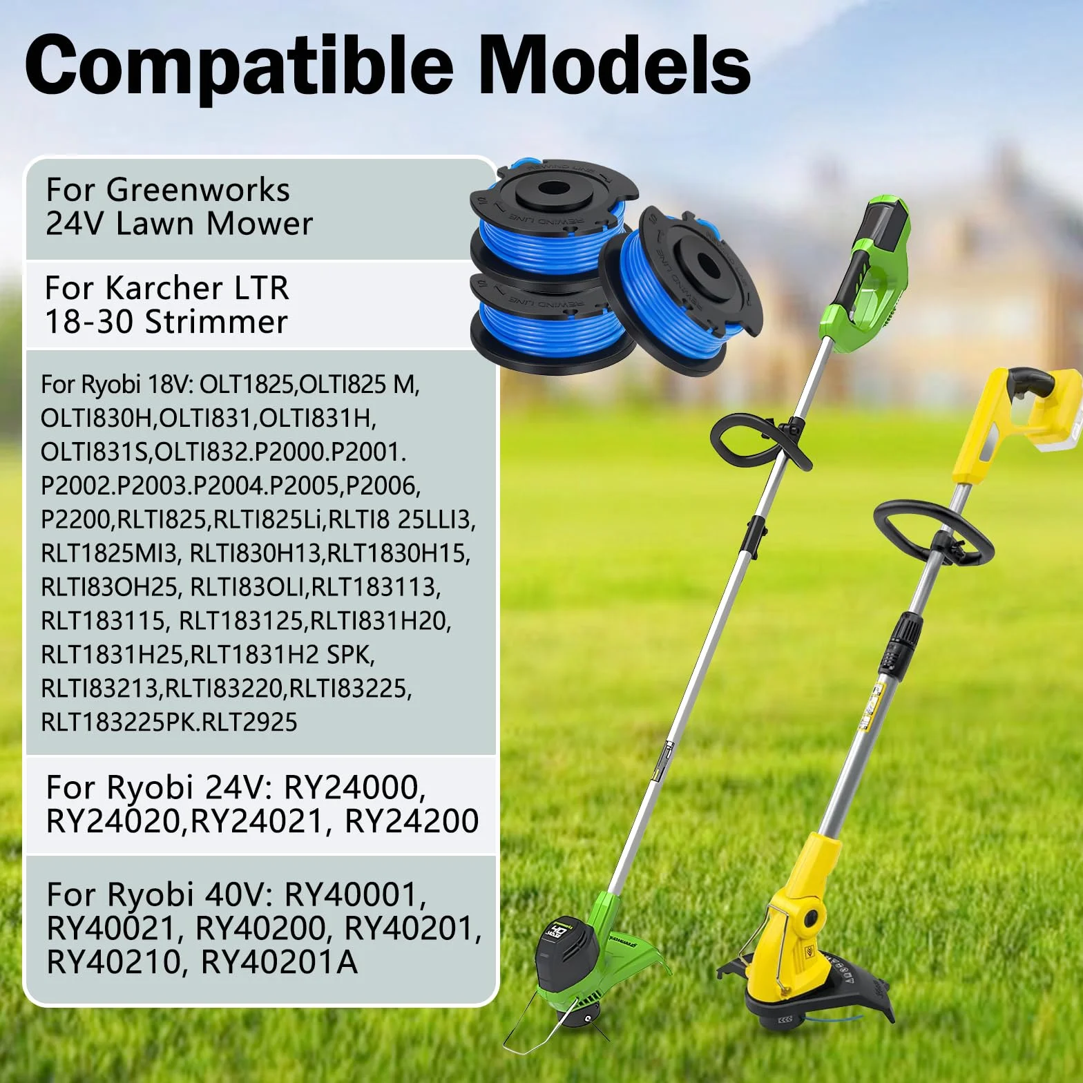 Szpula i linka do podkaszarki Karcher LTR 18-30, kompatybilna z trymerem Greenworks 24 V i Ryobi 18 V 24 V 40 V, automatyczna szpula podajnika