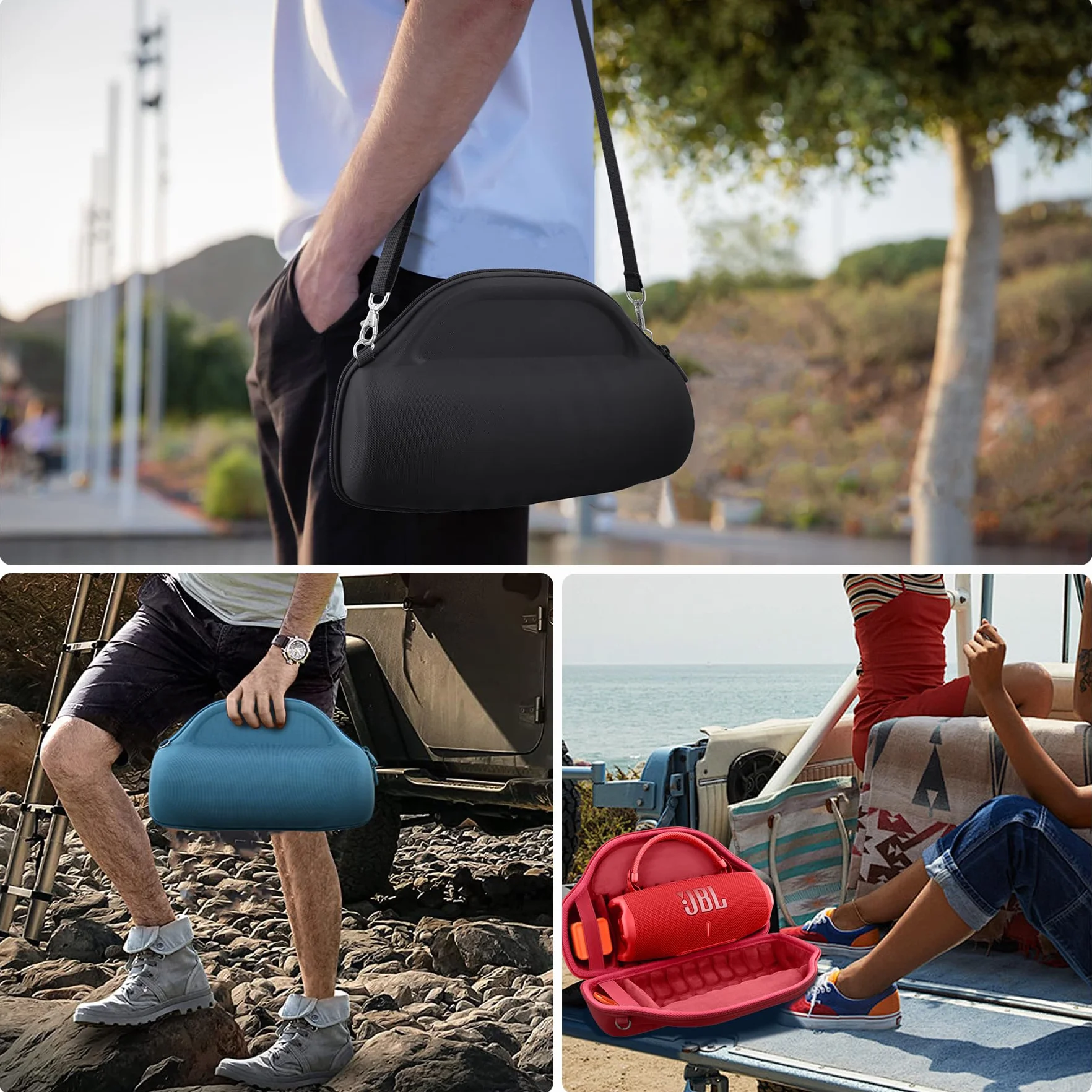 co2CREA Twarda torba przenośna etui schowek na JBL Charge 6 przenośny bezprzewodowy głośnik Bluetooth z odpinanym paskiem na ramię, tylko etui