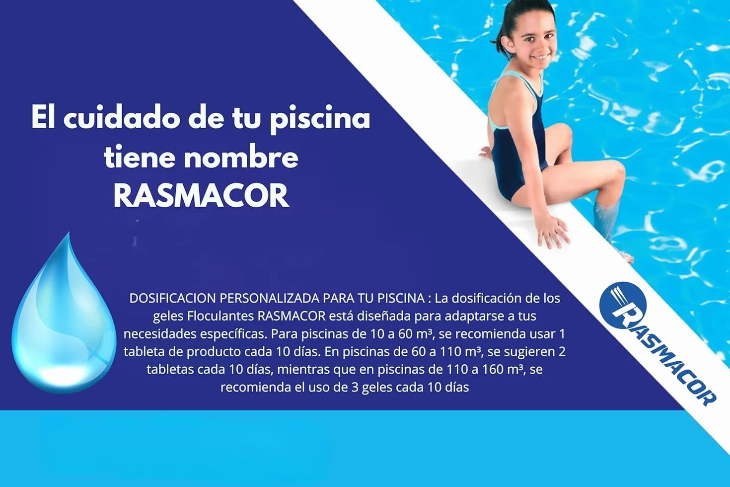 RASMACOR Zestaw 2 sztuk Floculant Gel Monodoses do basenu środek do czyszczenia wody