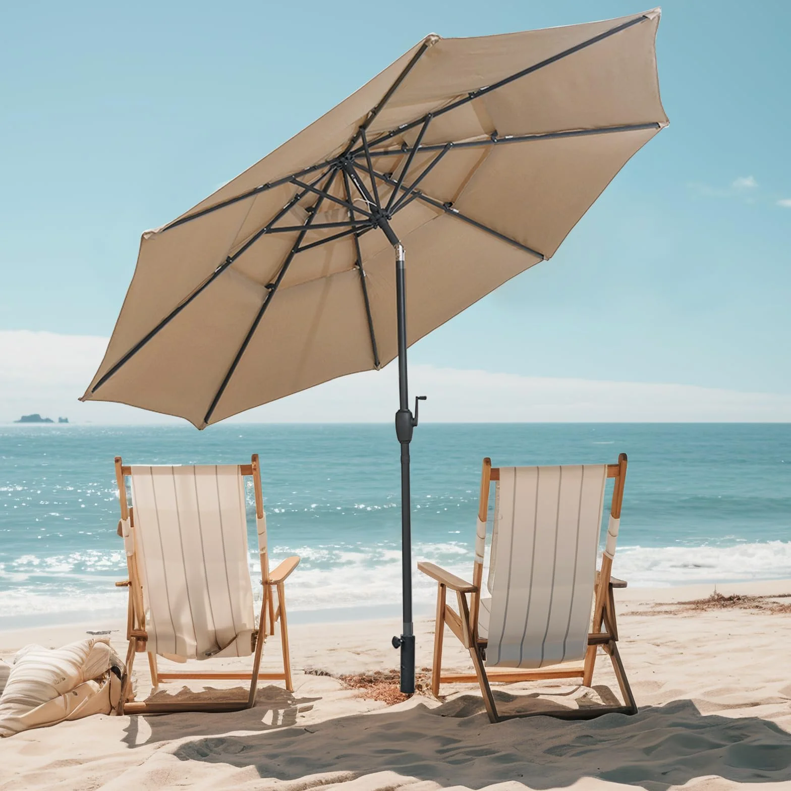 COSTWAY Parasol przeciwsłoneczny, odporny na wiatr, stabilny, 300 cm, parasol ogrodowy z korbą, obustronnie zginany o 45°, ochrona przed promieniowaniem UV, ochrona przed słońcem, na taras, do ogrodu,