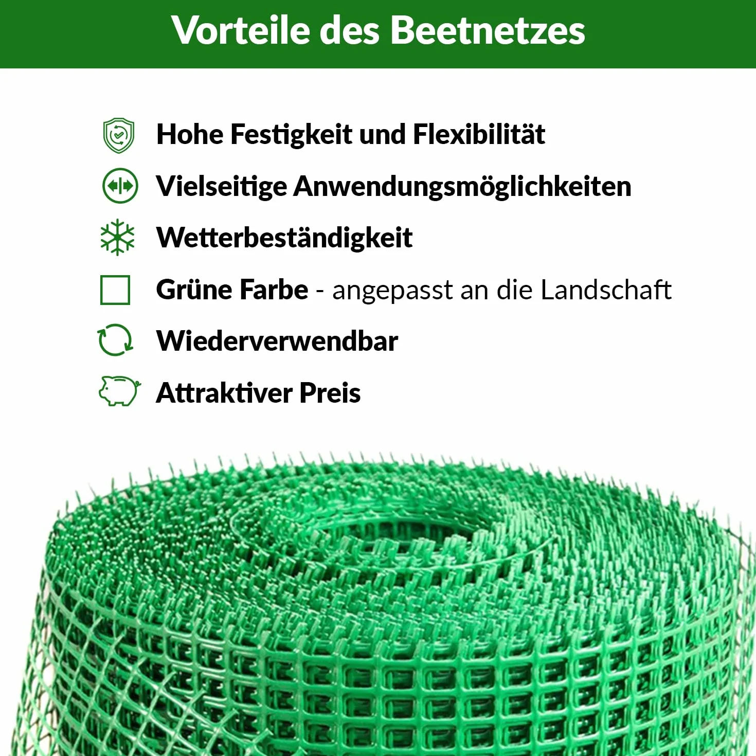 Siatka Ogrodzeniowa Zielona Rabatowa Plastikowa Wszechstronna 0,6m x 50m