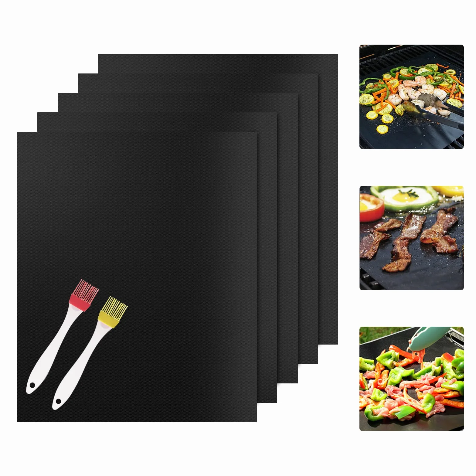 Mata do grilla gazowego, 5 sztuk, nieprzywierająca mata do pieczenia, wielokrotnego użytku, akcesoria do grilla na węgiel drzewny, elektryczny grill stołowy, piekarnik, nie zawiera PFOA