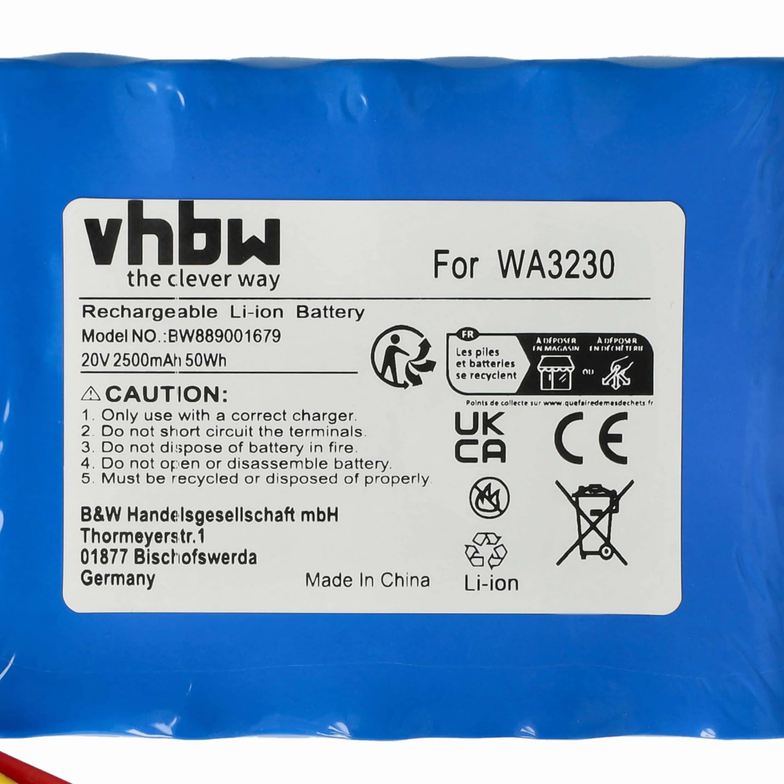 vhbw Akumulator zamienny do Worx Landroid 50032492 50032774 WA3230 WA3231 2500 mAh 20 V litowo-jonowy