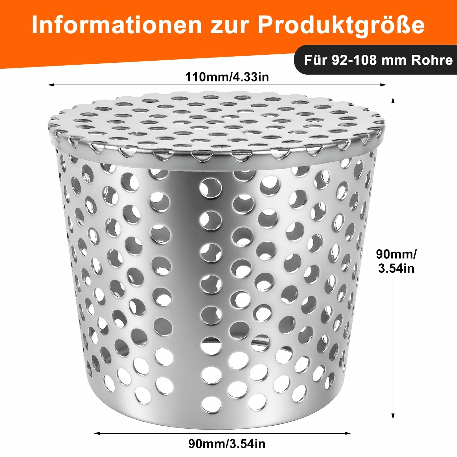 Okrągła kratka rynnowa ze stali nierdzewnej 304 110 mm