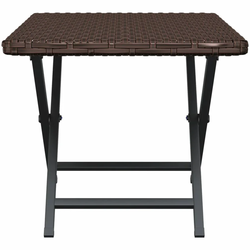 vidaXL Składany stolik ogrodowy polirattan brązowy 45x35x32 cm