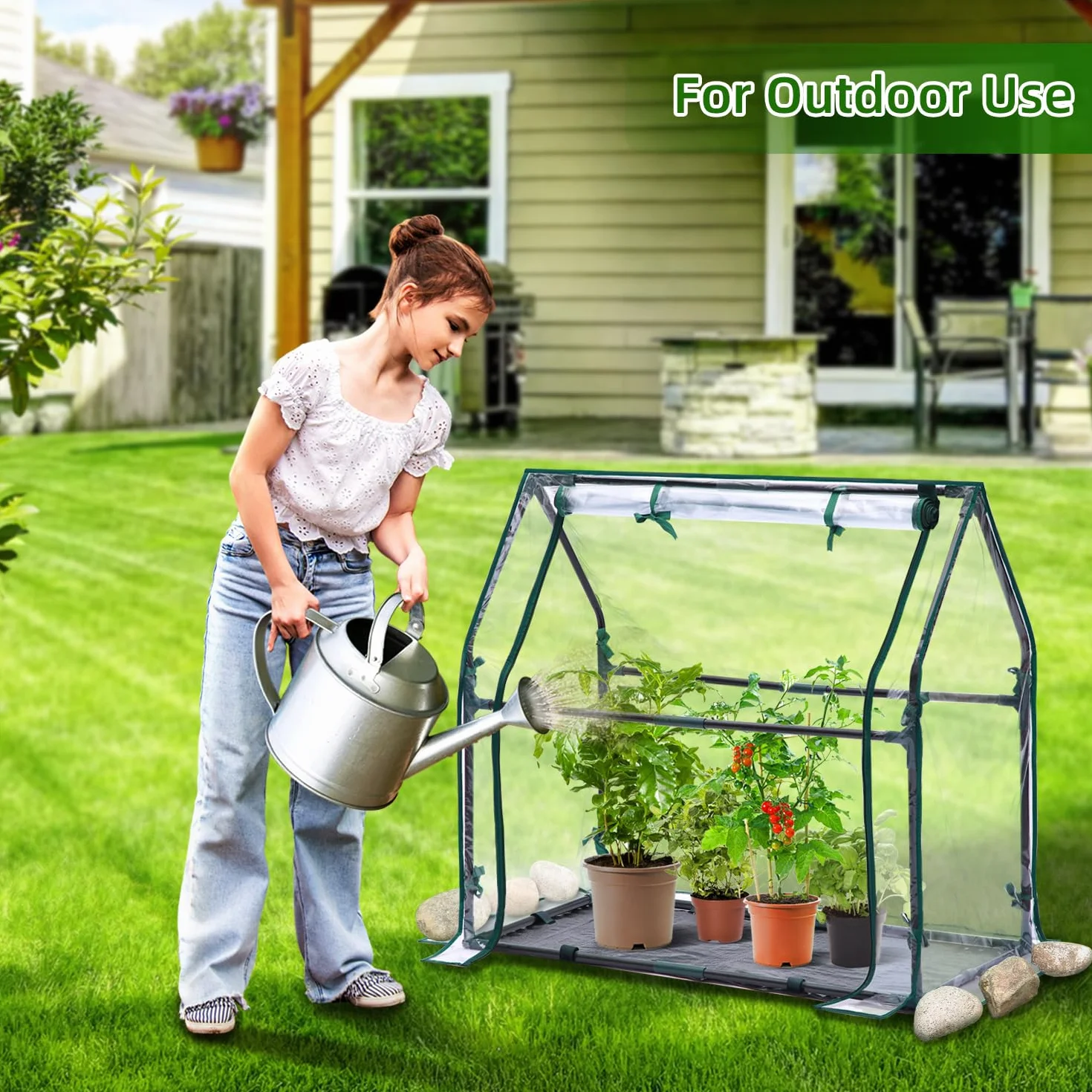 Ohuhu Mini szklarnia – przenośny namiot roślinny do użytku wewnątrz i na zewnątrz z wodoodporną podkładką, 91 x 46 x 84 cm, przezroczyste PVC, drzwi zapinane na zamek błyskawiczny