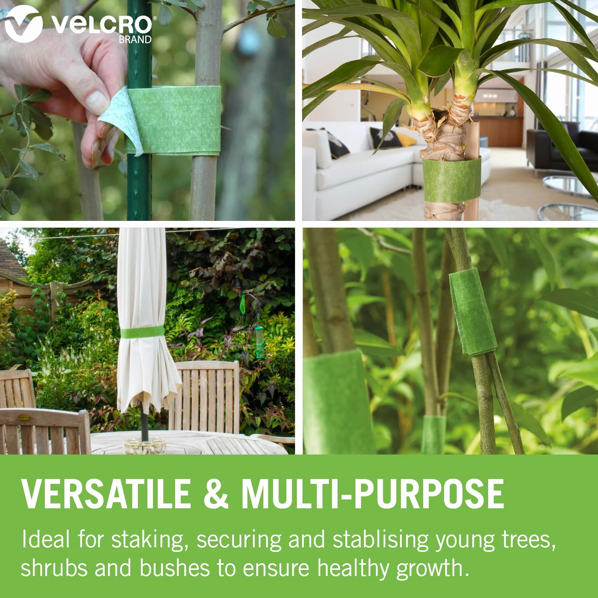 Velcro Tree Ties Opaski do Drzew, Zielony, 50mm x 5m