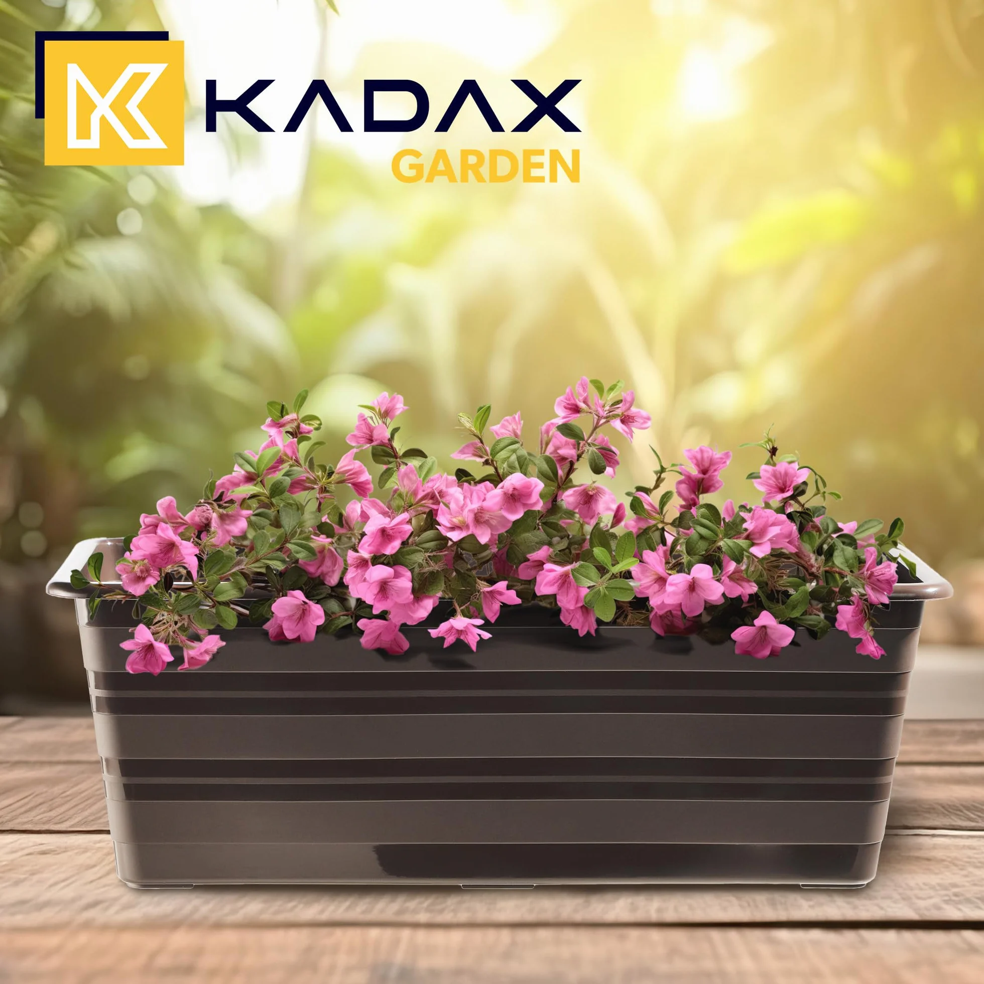 KADAX Zestaw 6 x 40 cm, skrzynka na kwiaty, brązowa, doniczka balkonowa z tworzywa sztucznego, odporna na warunki atmosferyczne skrzynka na rośliny, doniczka na kwiaty, skrzynka na balustrady