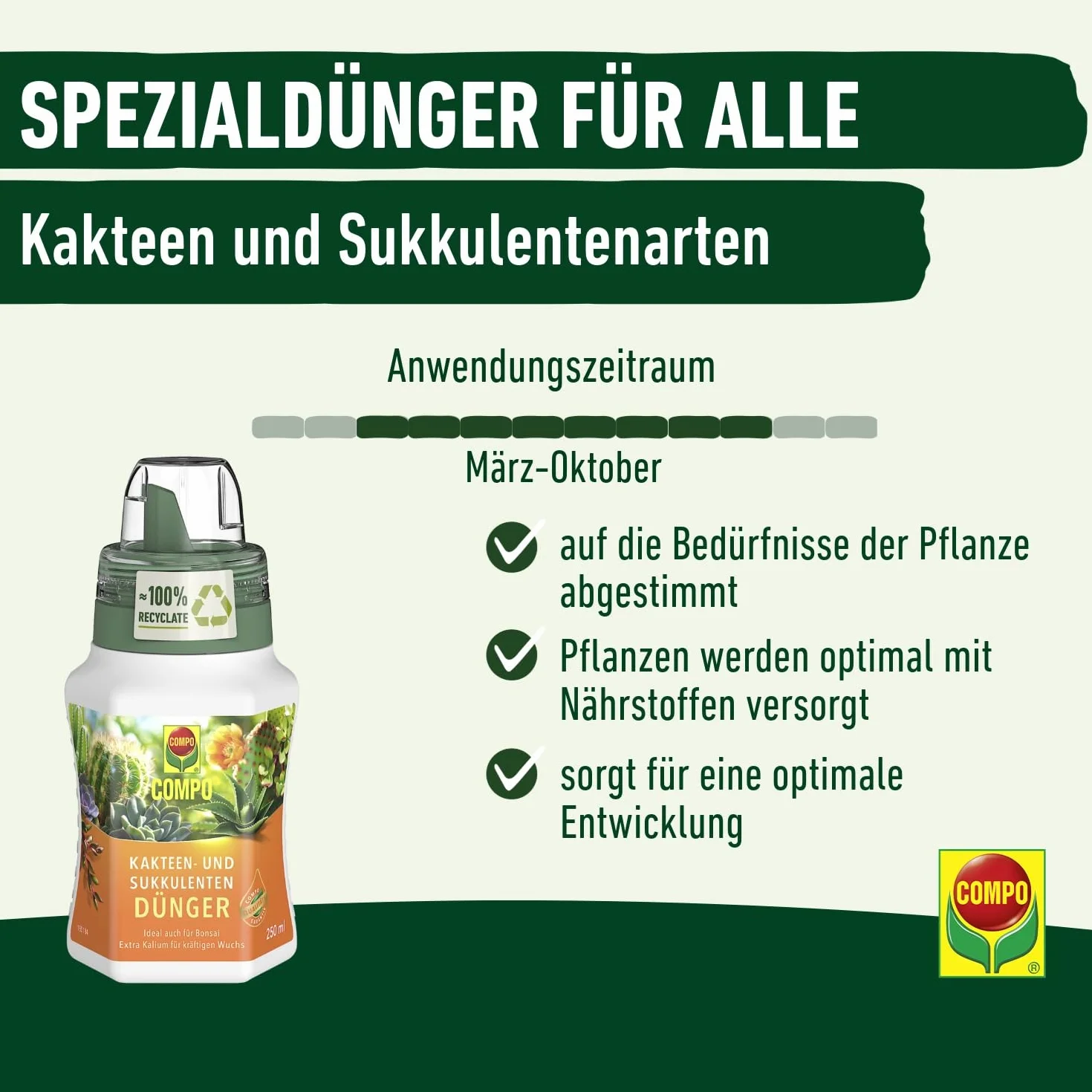 Compo 14064 Nawóz do Kaktusów i Sukulentów, 250 ml