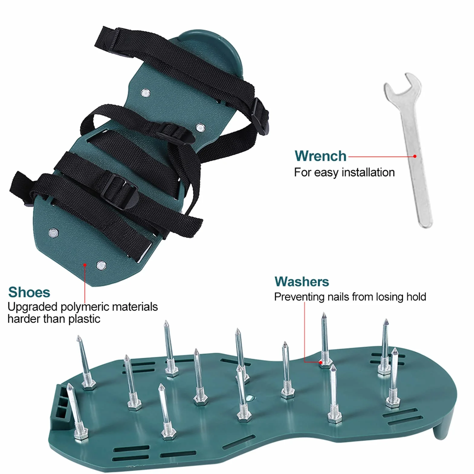 Yosoo Health Gear Sandały do napowietrzania trawnika, regulowane 10 cm (1 para) – buty do pielęgnacji trawnika, do ogrodu