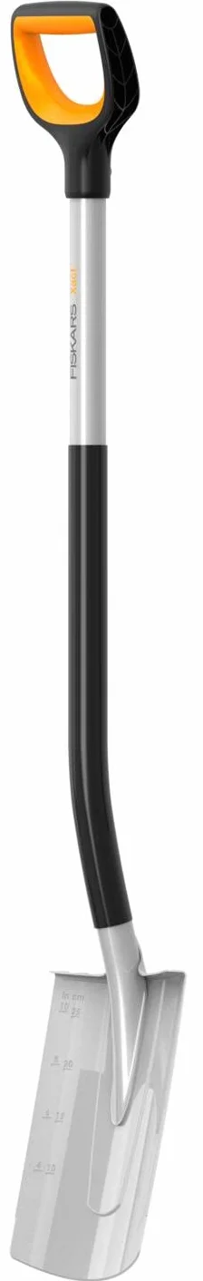 Fiskars Szpadel ogrodniczy do miękkich, mało kamienistych gleb, okrągły, długość: 120 cm, wzmocnione ostrze ze stali borowej, czarny/pomarańczowy, Xact, 1066730