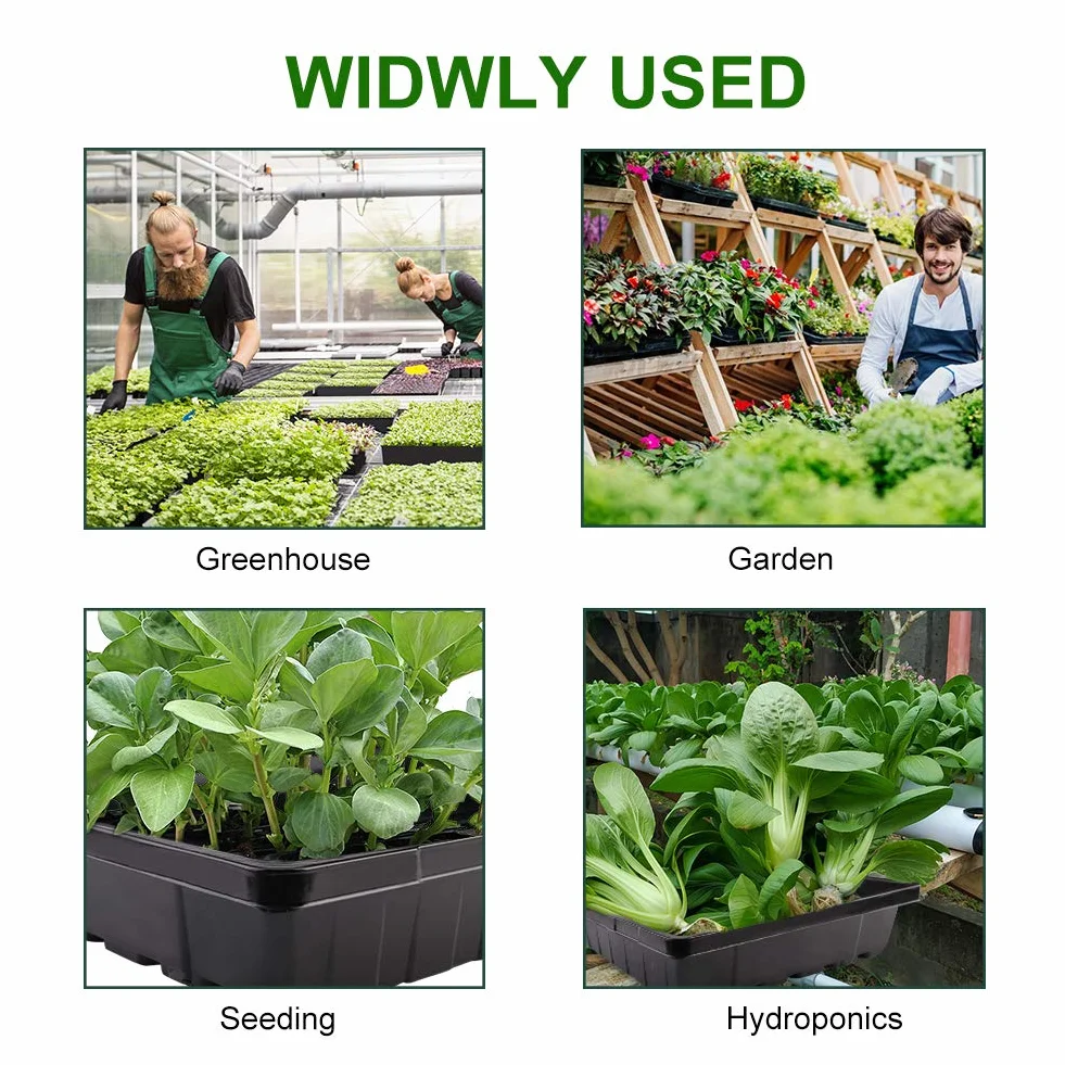 Tace na nasiona bez otworów Tace do rozmnażania roślin ogrodowych, plastikowe tace do uprawy sadzonek do kiełkowania roślin szklarniowych, czarne, 6 szt
