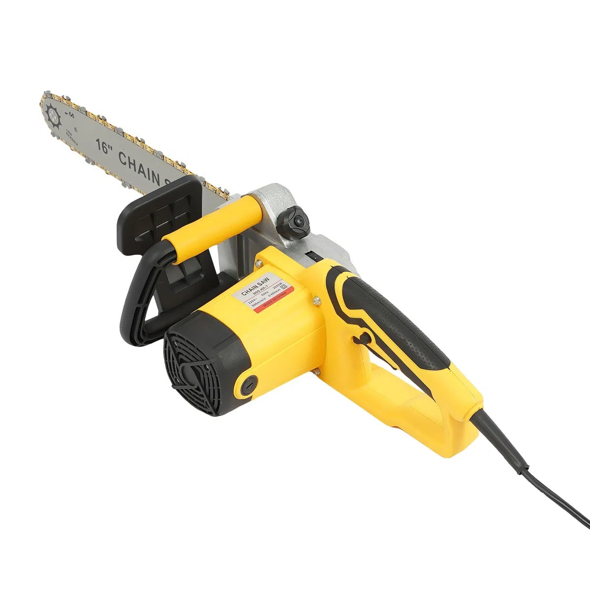 Elektryczna piła łańcuchowa, 16 cali, elektryczna piła łańcuchowa, 2000 W, szyna prowadząca 40 cm, 800 obr./min, automatyczne smarowanie olejem, napinanie łańcucha bez użycia narzędzi, żółta