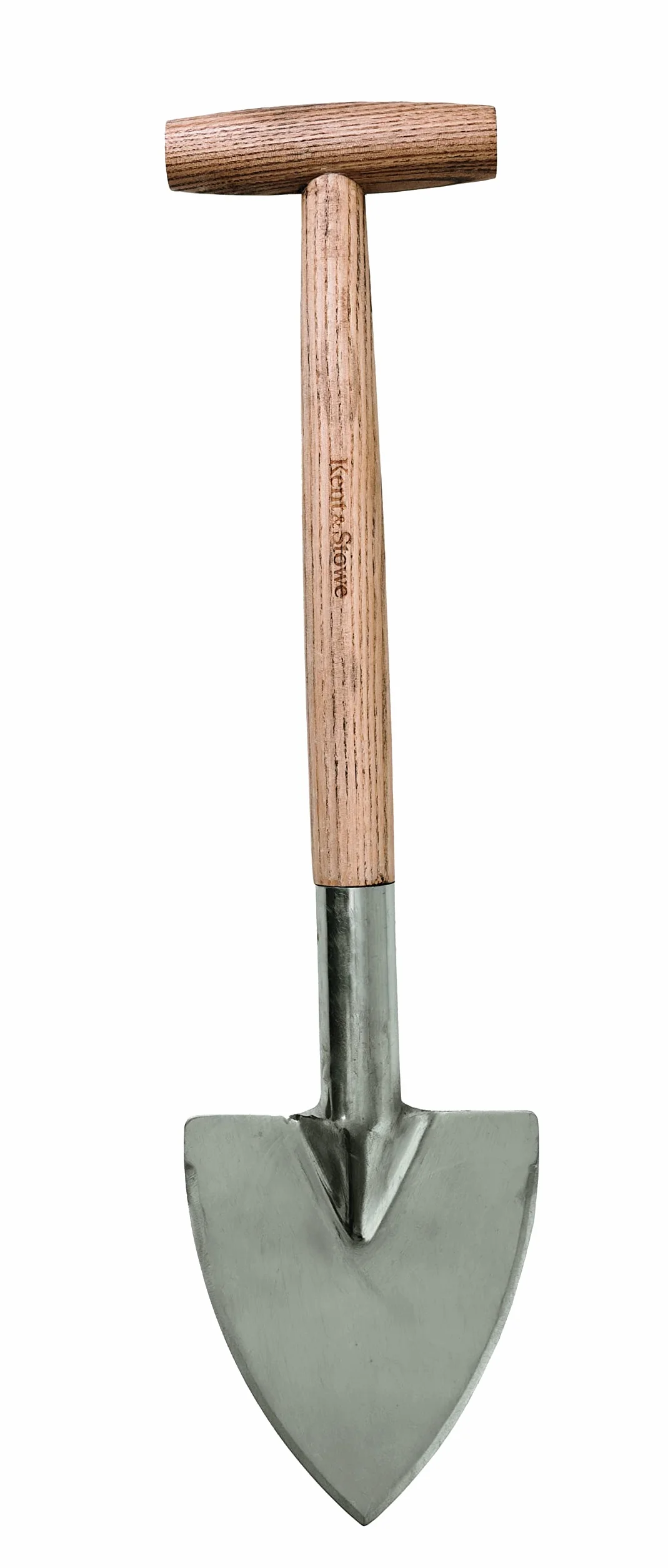 Kent & Stowe Łopata do bylin – profesjonalna łopata ze stali nierdzewnej, do stosowania w grządce, łopata ogrodowa z trzonkiem z drewna jesionowego, długość: 54 cm