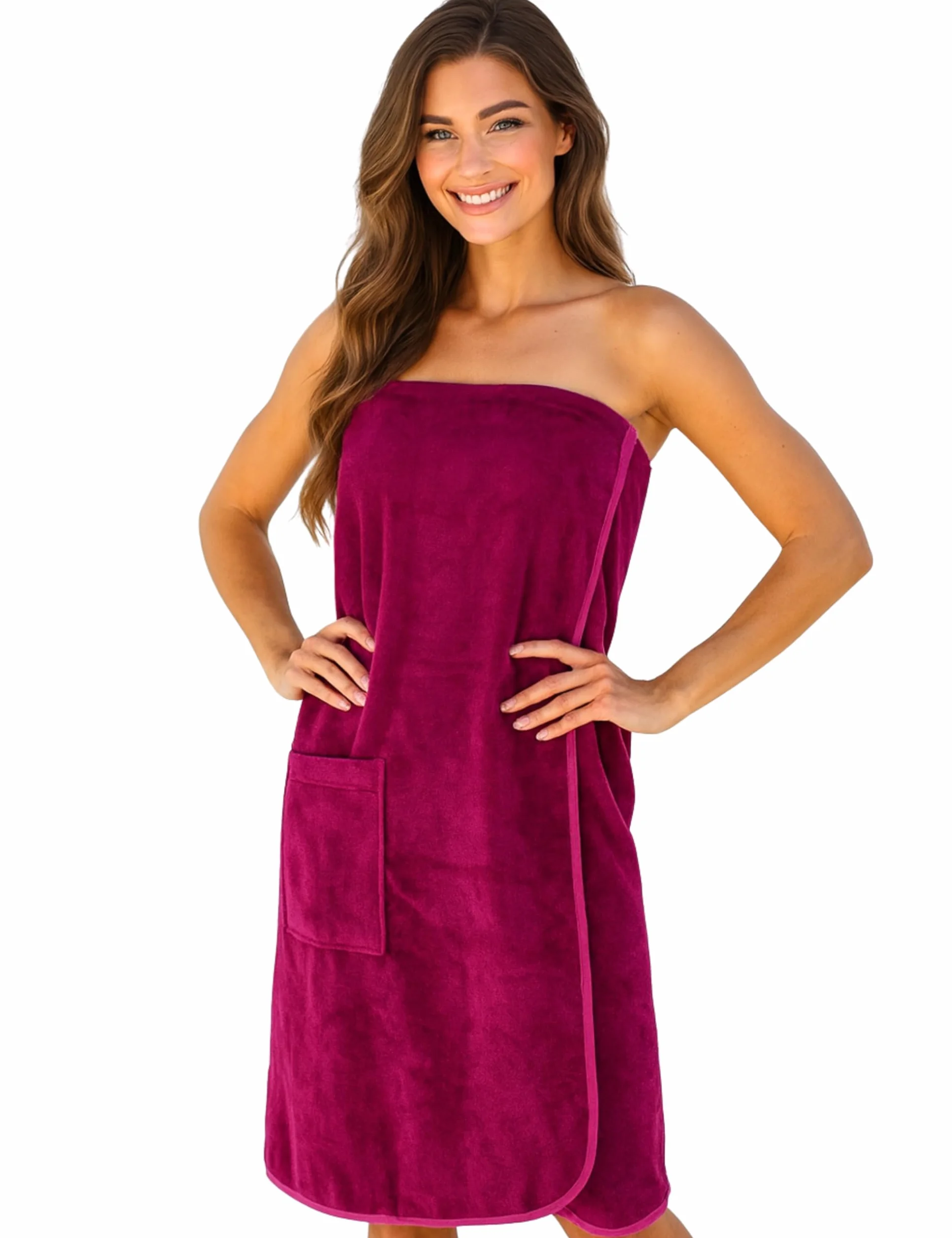 Morgenstern Damski kilt do sauny z kieszenią, 90 cm długości, bawełna, Fuchsia, jeden rozmiar
