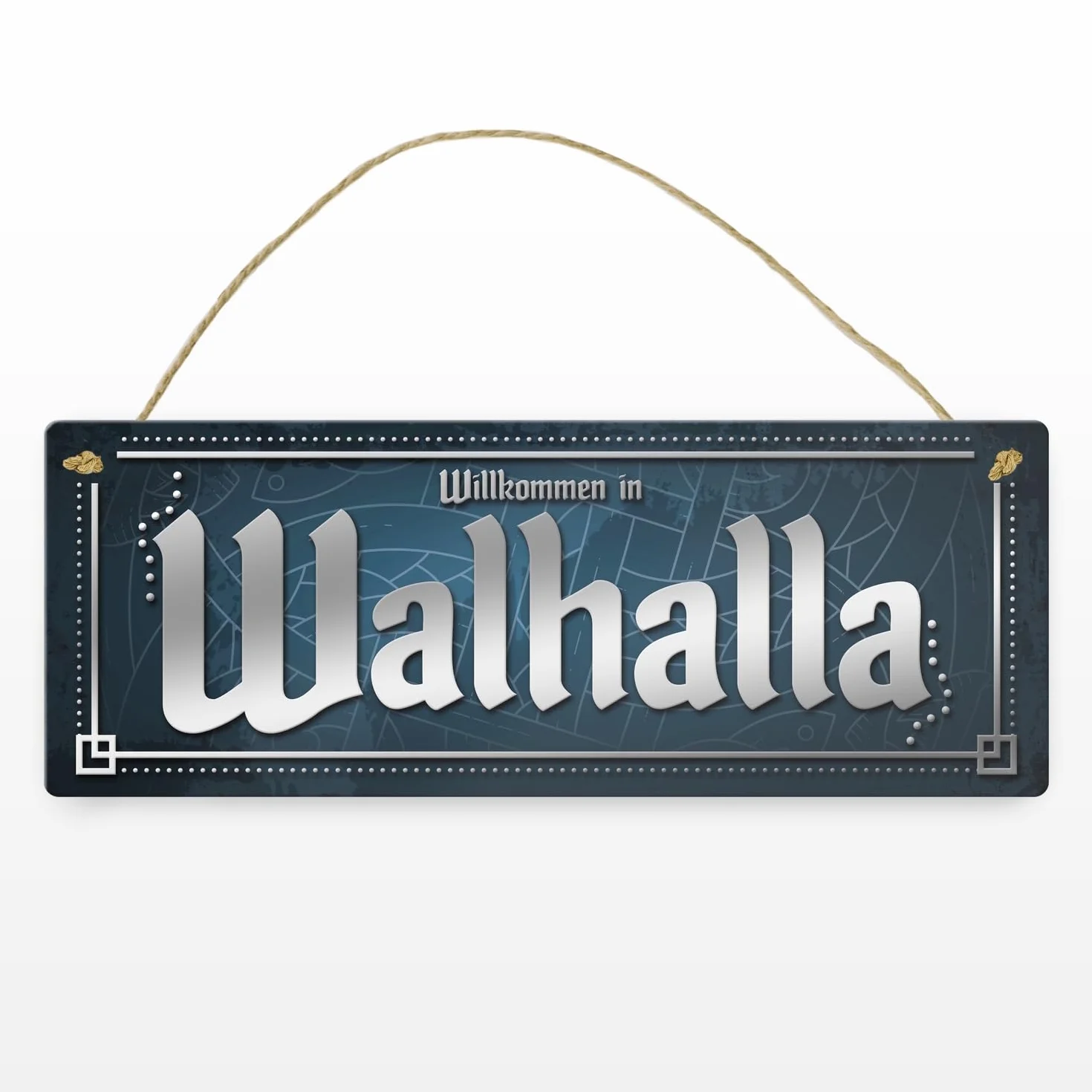 trendaffe - Witamy w Walhalla metalowa tabliczka XL z motywem wikingów w stylu skandynawskim
