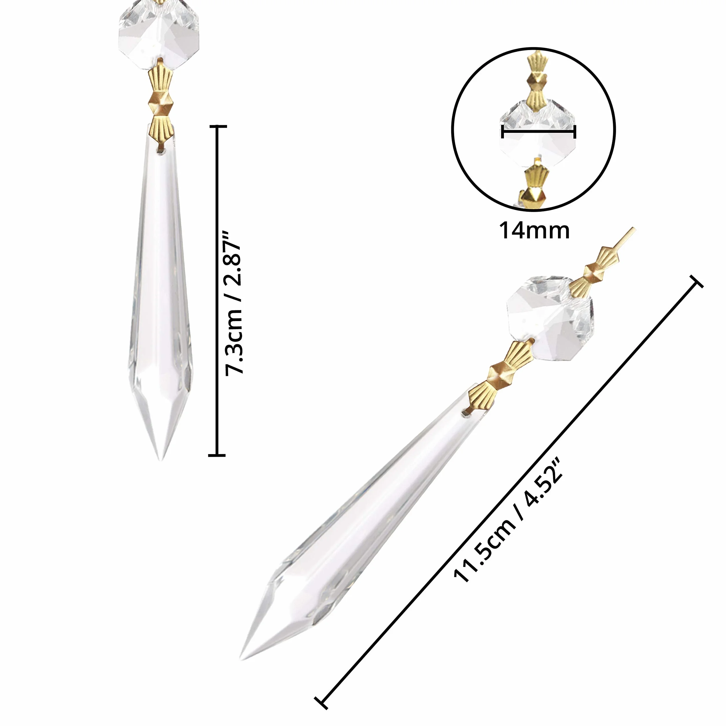 Belle Vous Przezroczyste Kryształowe Zawieszki do Żyrandoli w Kształcie Sopli (20 Szt.) - 11,5 cm - Koraliki Dekoracyjne do Żyrandoli, Pryzmatów, Łapacza Słońca DIY, Ozdoby Wesele/Boże Narodzenie