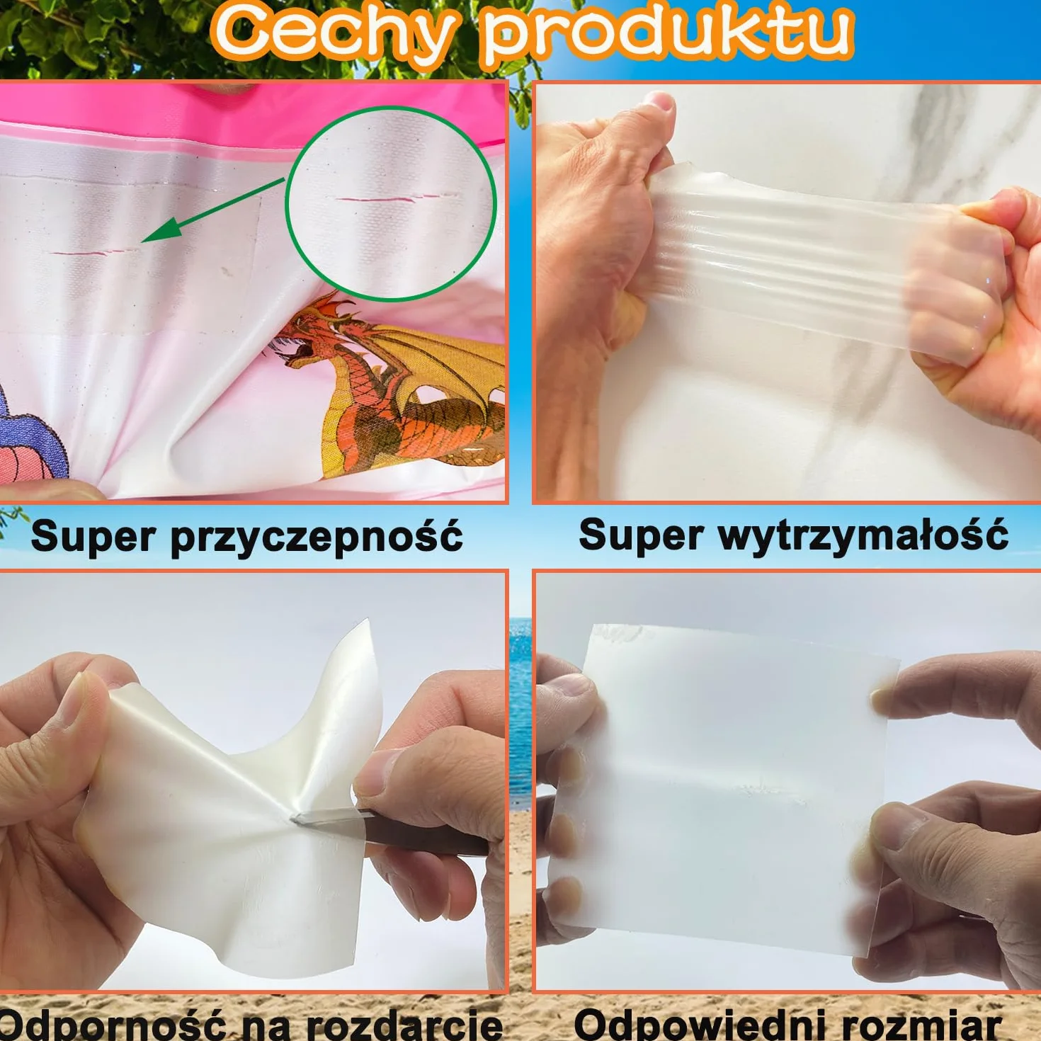 Samoprzylepny zestaw naprawczy do nadmuchiwanej łatki, wodoodporna naszywka naprawcza basenu TPU, 8,8 x 8,8 cm, przezroczysta winylowa łatka naprawcza do nadmuchiwanego basenu, pierścienia do